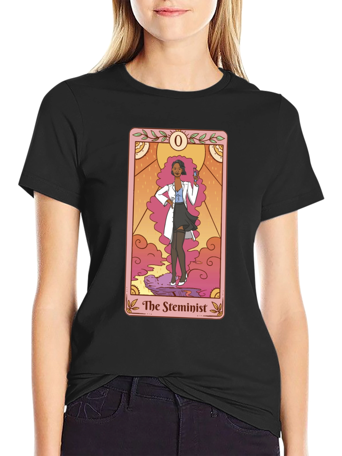 Black The Steminist Tarot Card T-Shirt - Black view 2