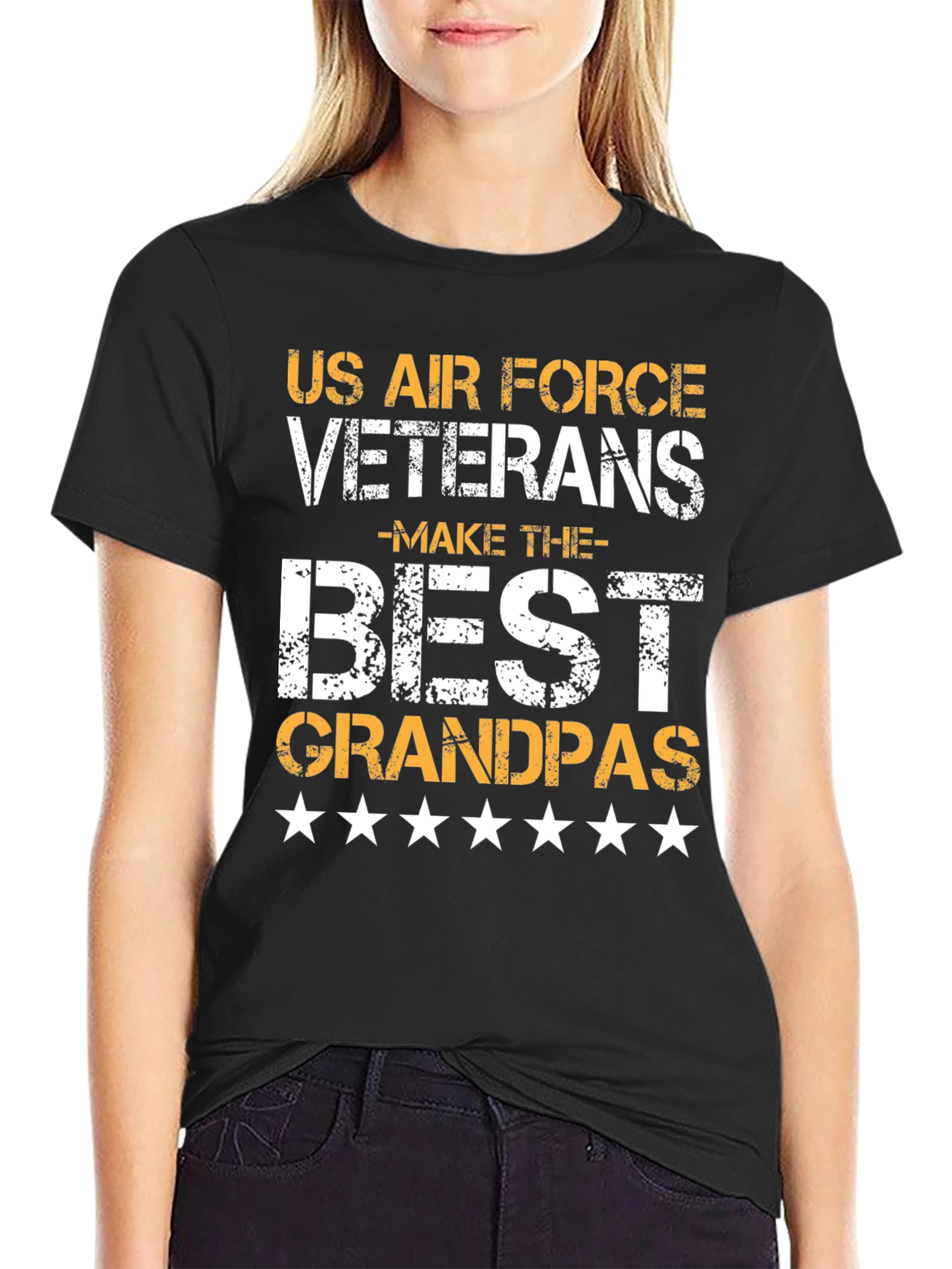 Black US Air Force Veterans Grandpas T-Shirt view 2
