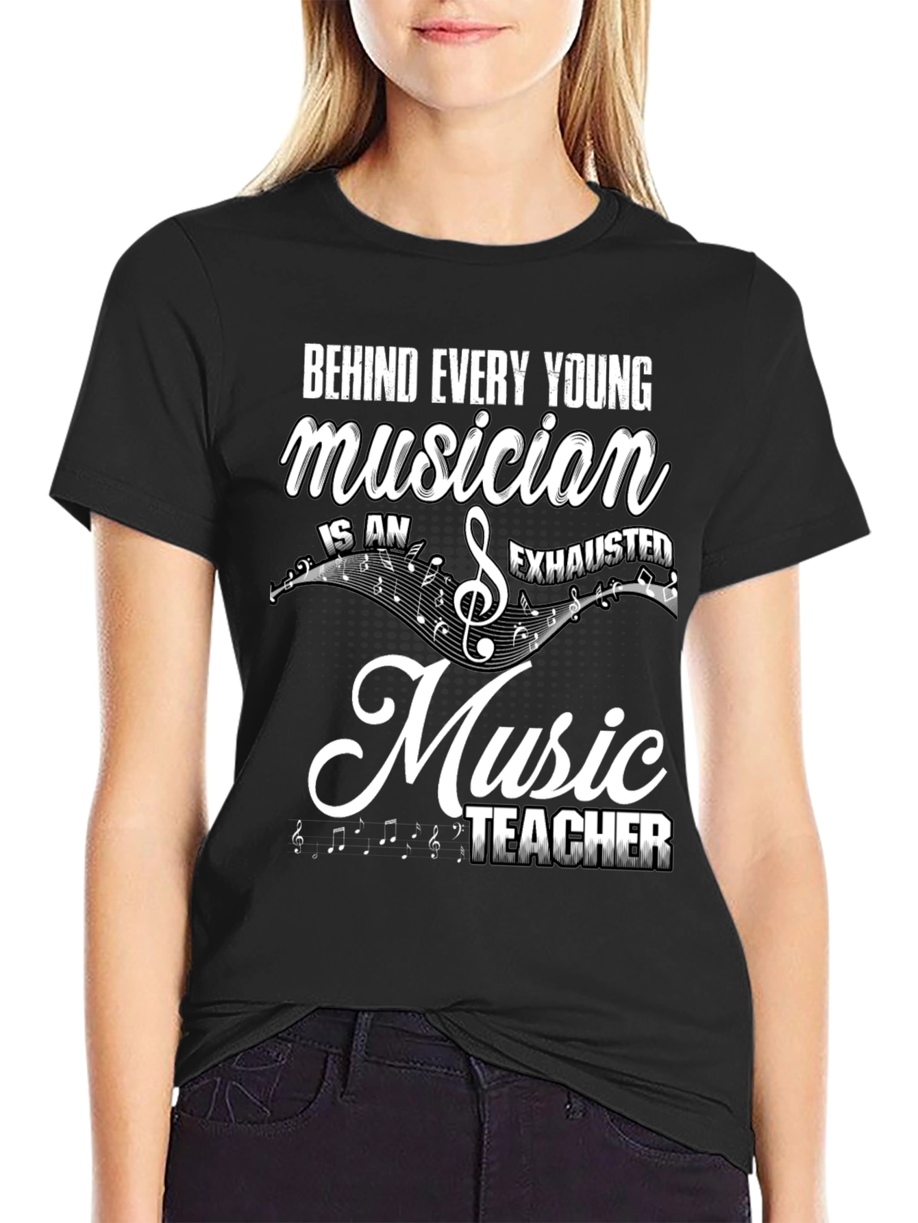 Black Musician Teacher Graphic T-Shirt - Music Lover Gift view 2
