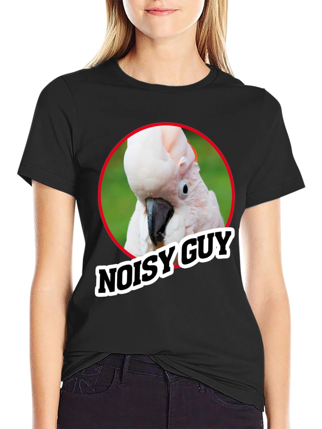 Black Noisy Guy Parrot Graphic Tee - Unique Bird Lover Shirt view 2