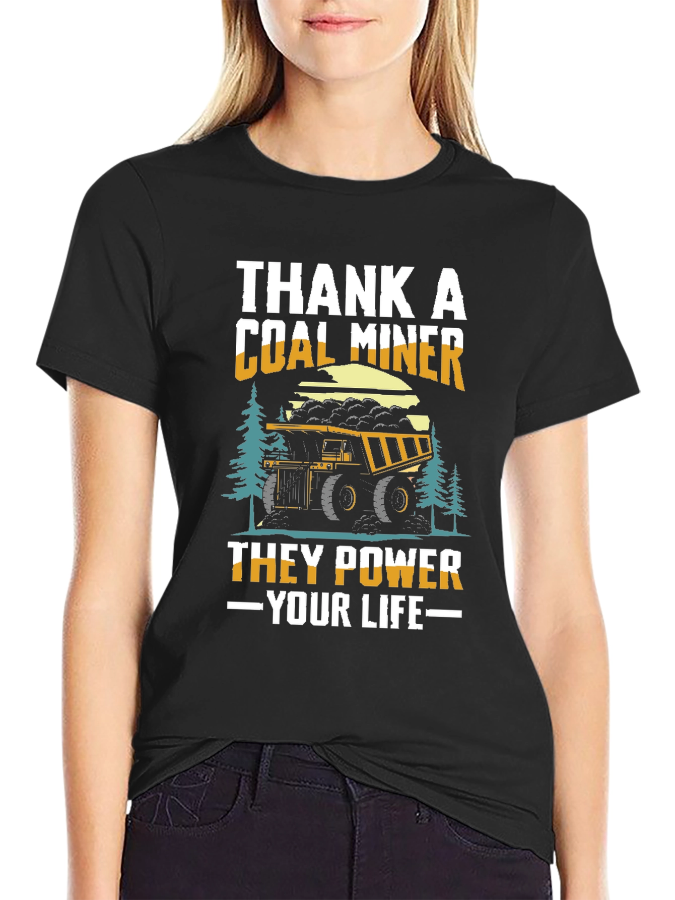 Black Thank A Coal Miner T-Shirt view 2