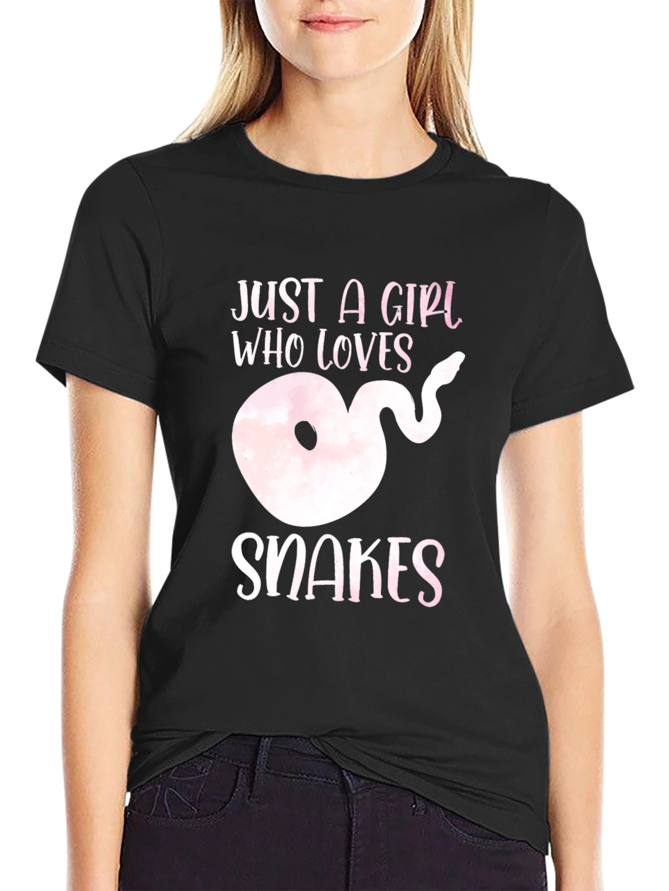 Black Girl Who Loves Snakes Black T-Shirt view 2