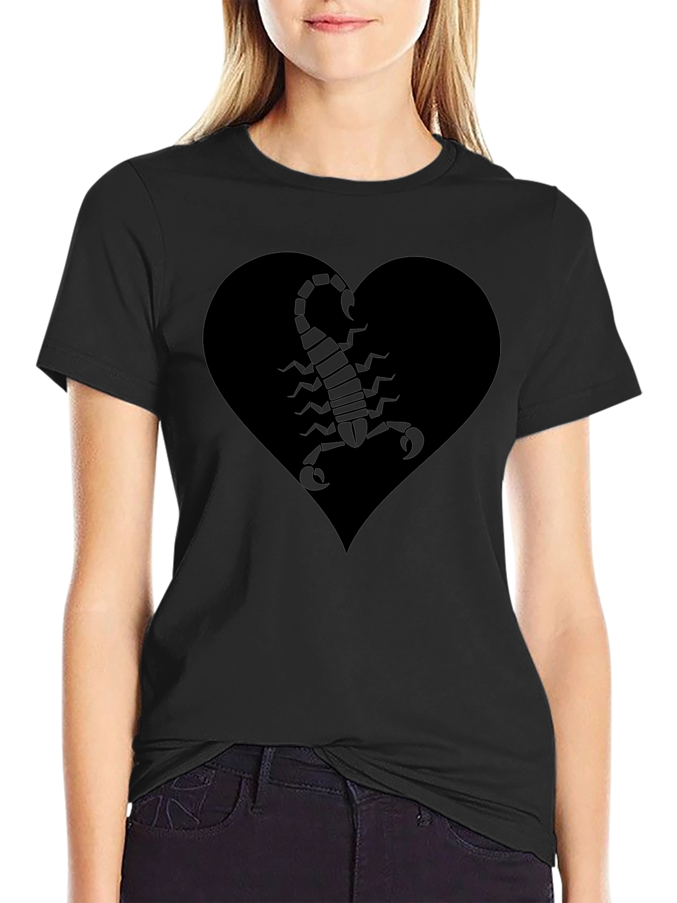 Black Heart Scorpion Graphic Tee - Black view 2
