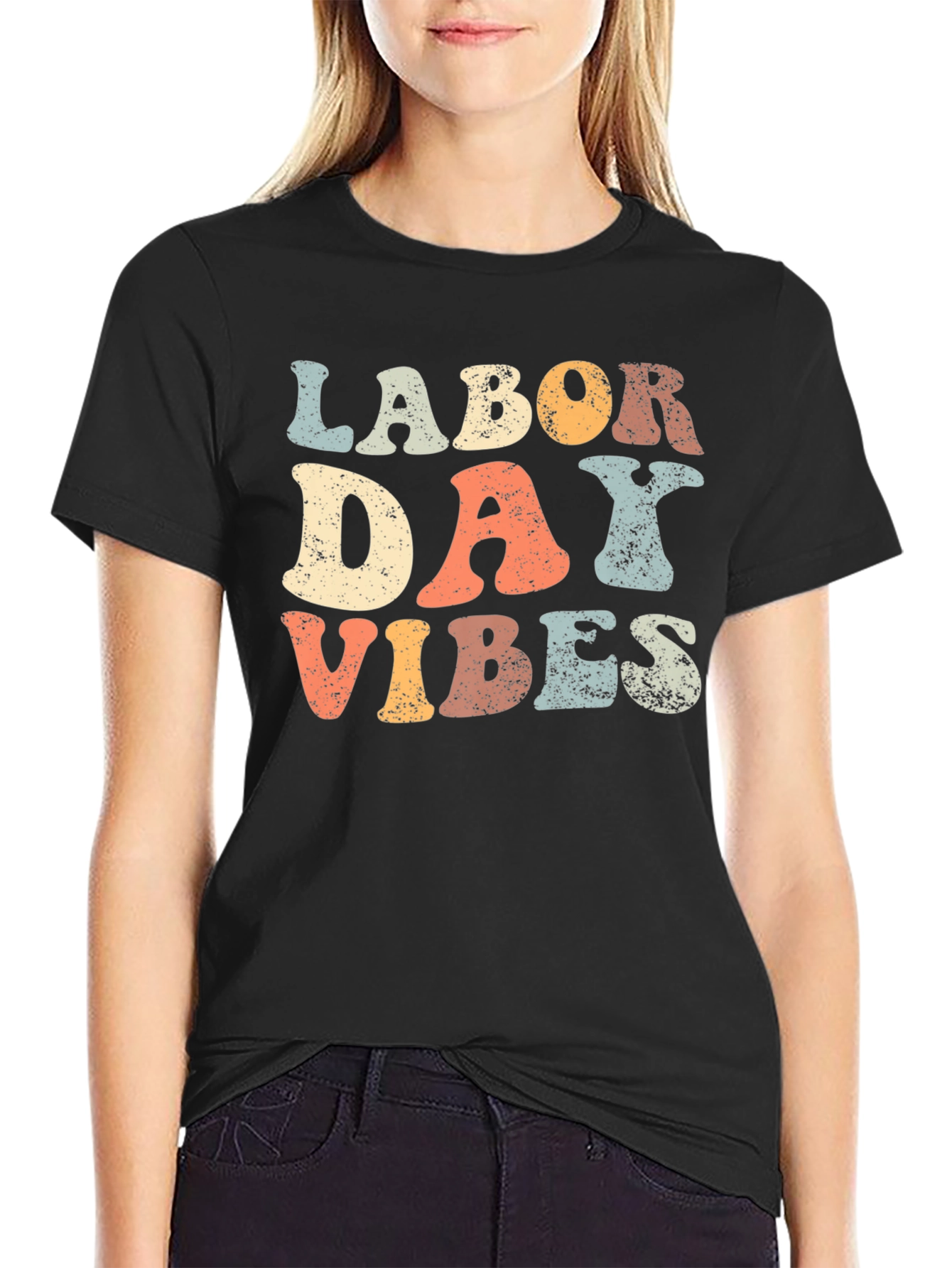 Black Labor Day Vibes Retro T-Shirt view 2