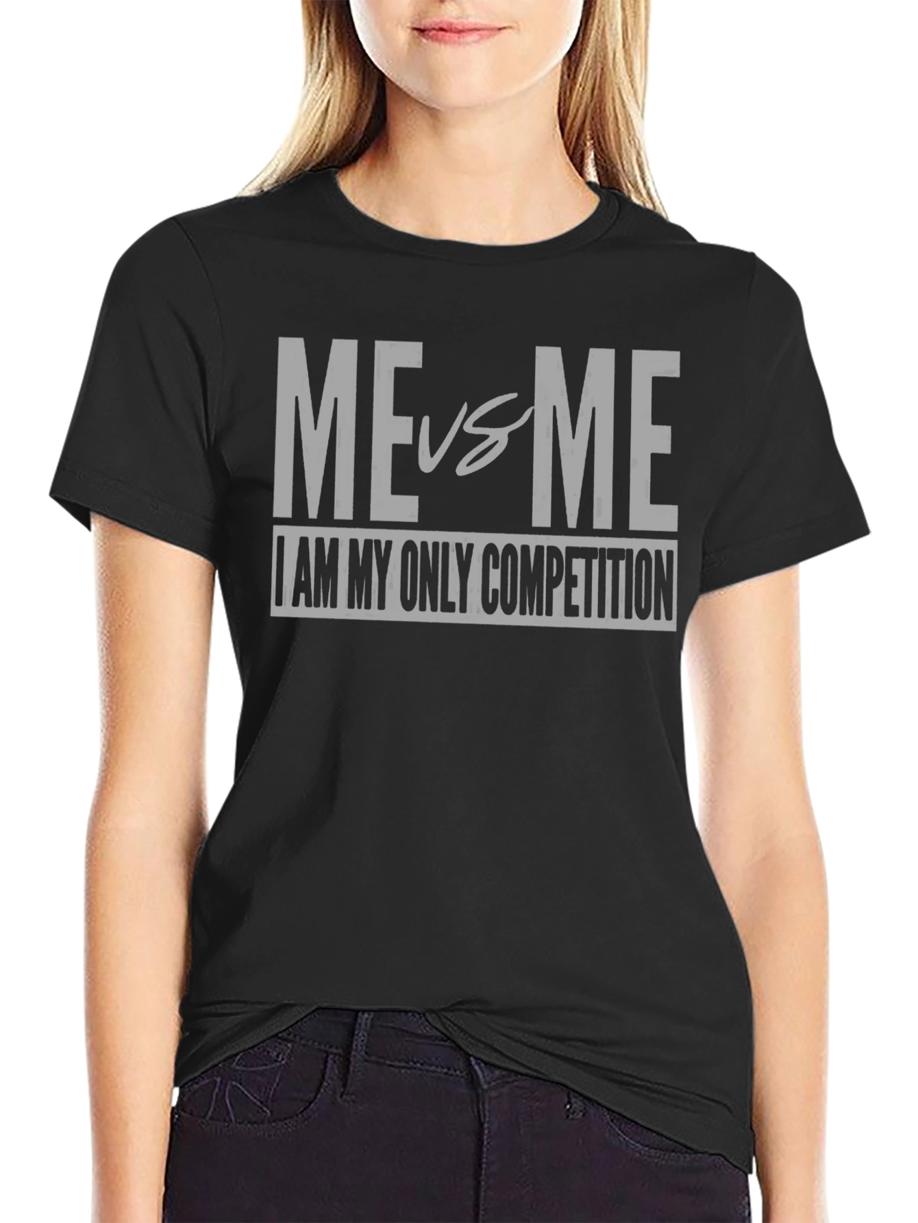 Black Me vs Me Motivational T-Shirt view 2