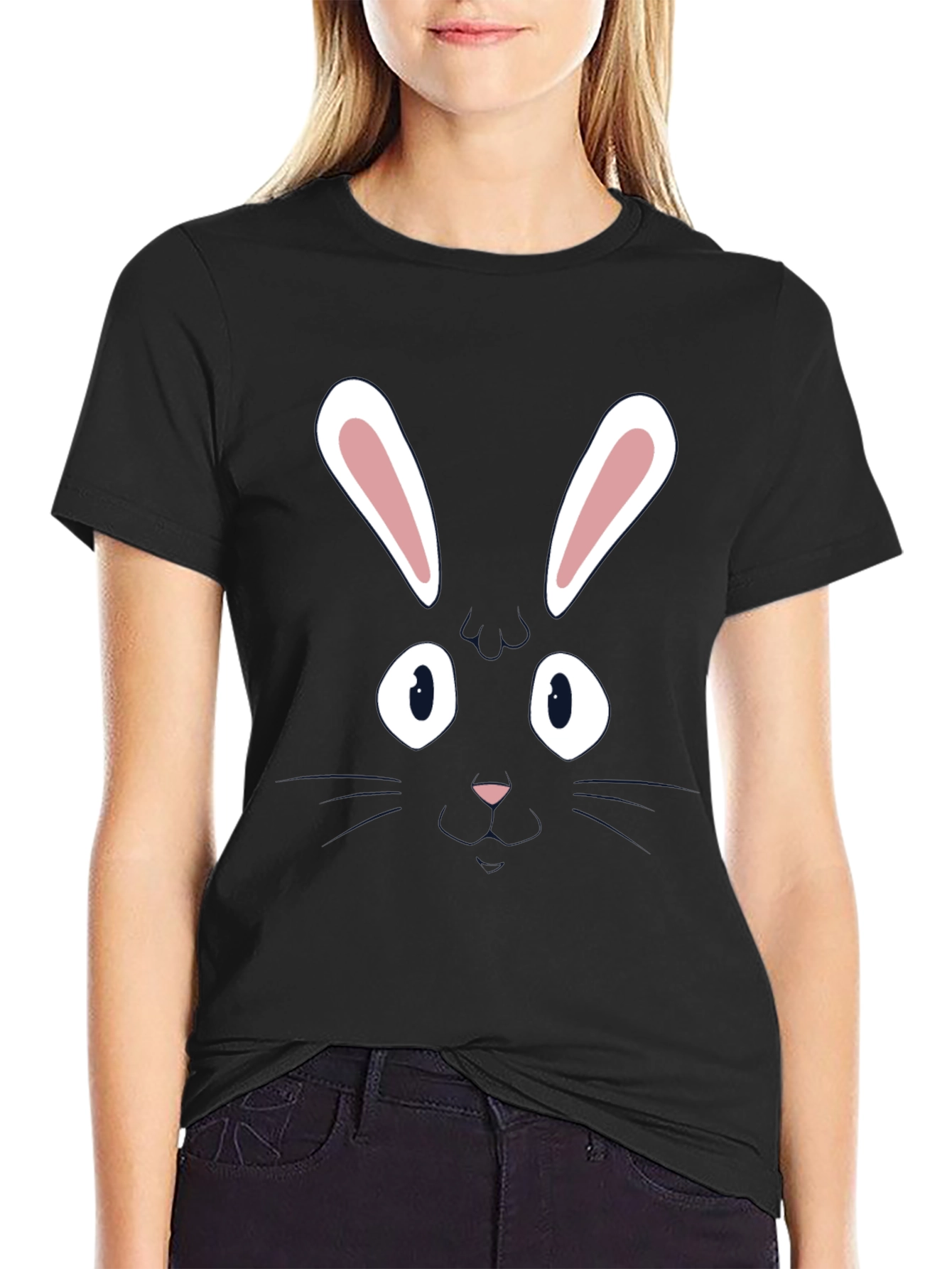 Black Bunny Face Graphic Tee view 2