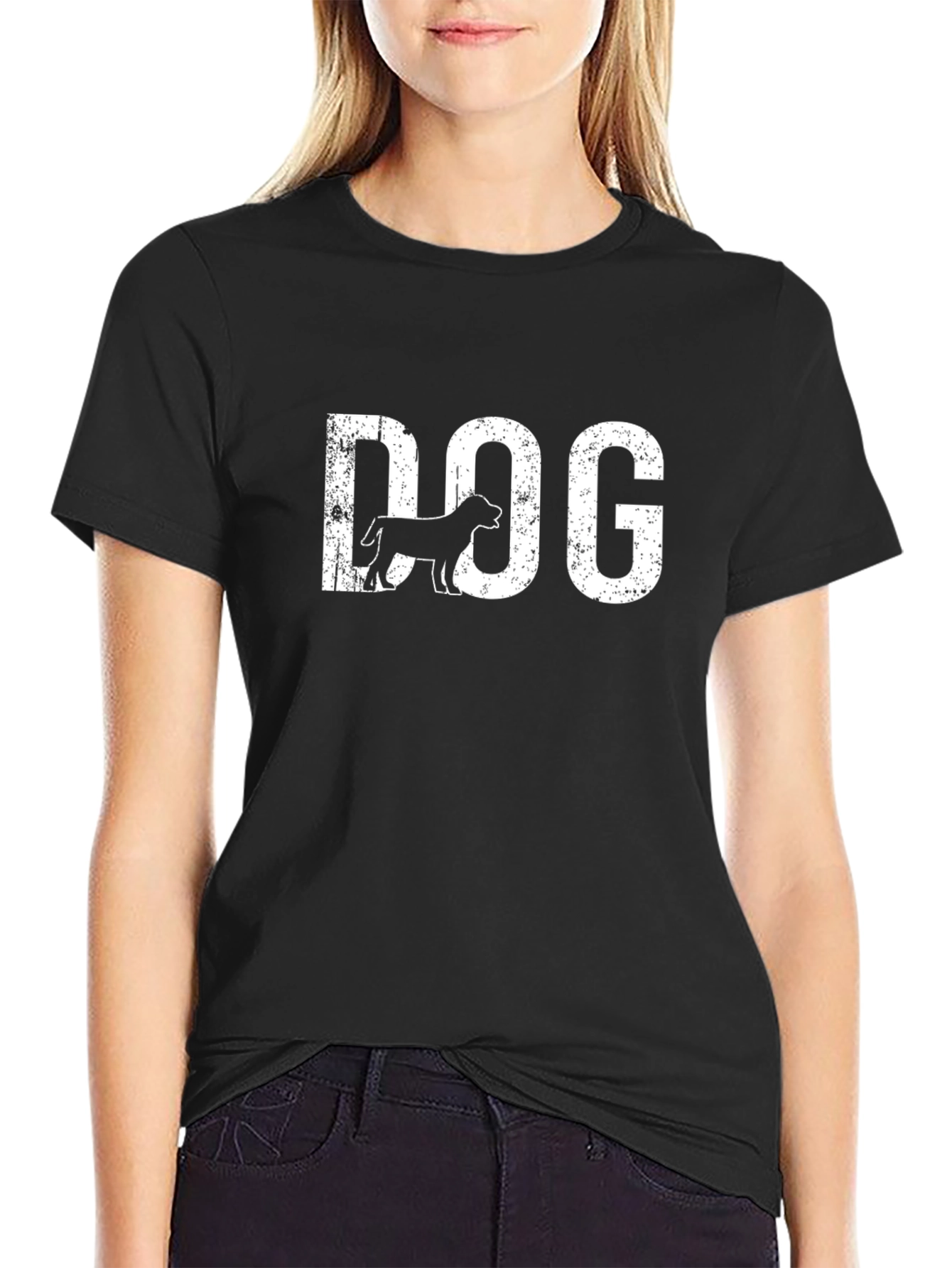 Black Dog Graphic Print Crew Neck T-Shirt view 2