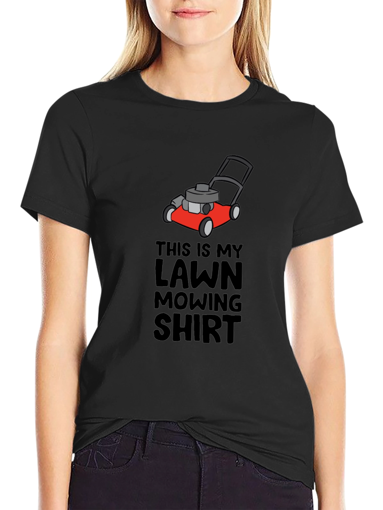 Black Lawn Mowing Shirt - Funny Mower Graphic Tee view 2