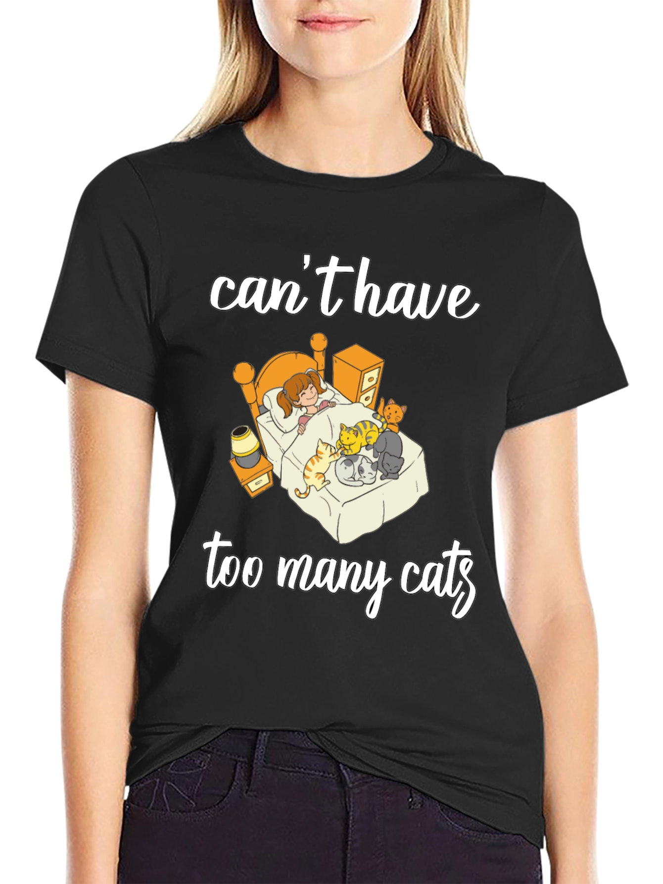 Black Can't Have Too Many Cats T-Shirt view 2