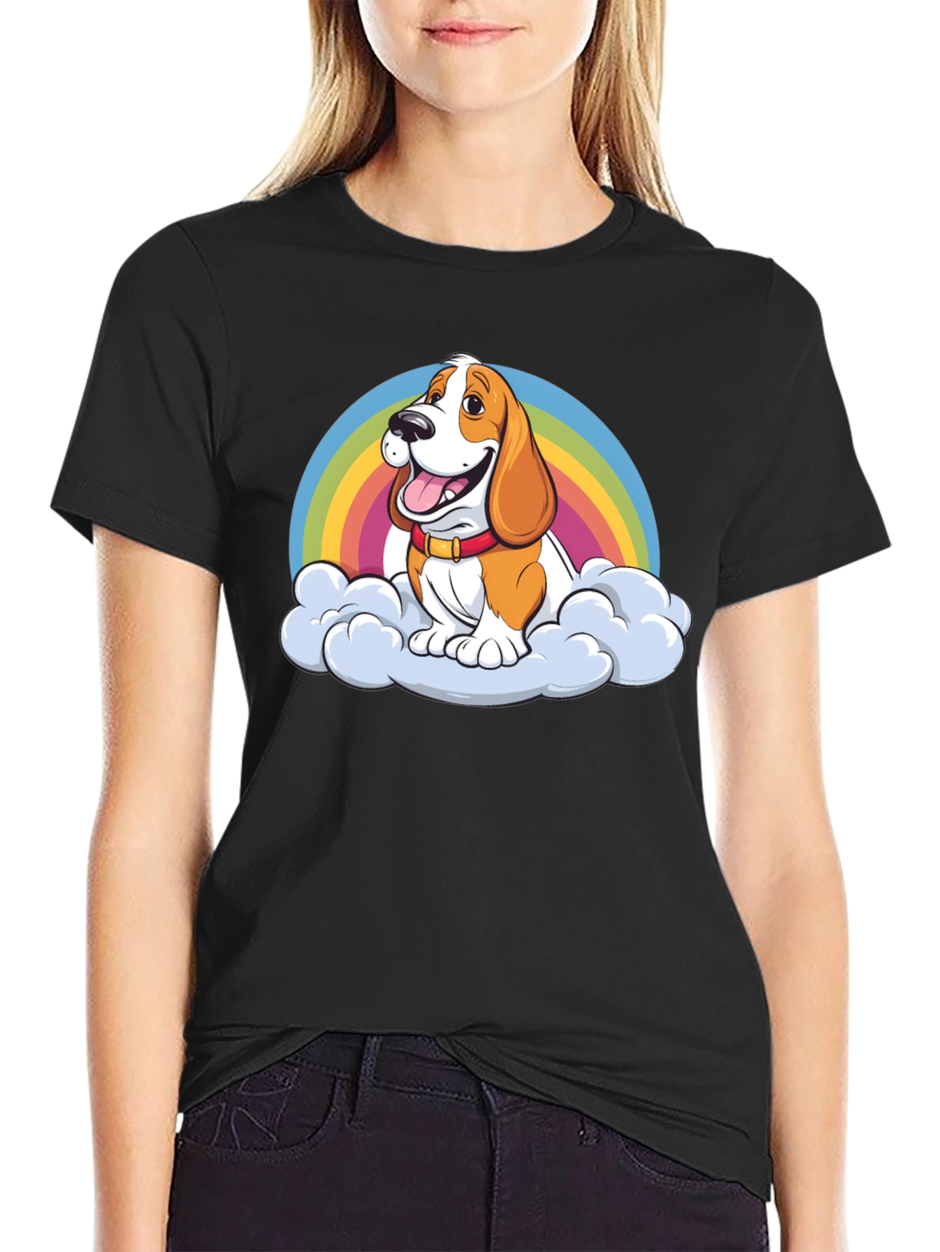 Black Dog Rainbow Cloud Graphic Tee view 2