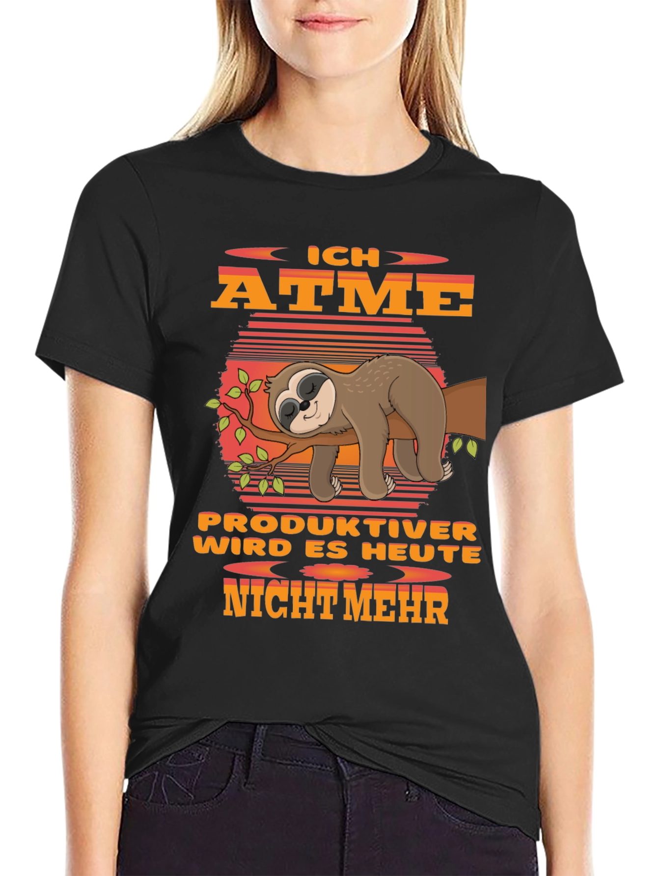 Black Ich Atme Sloth Graphic T-Shirt view 2