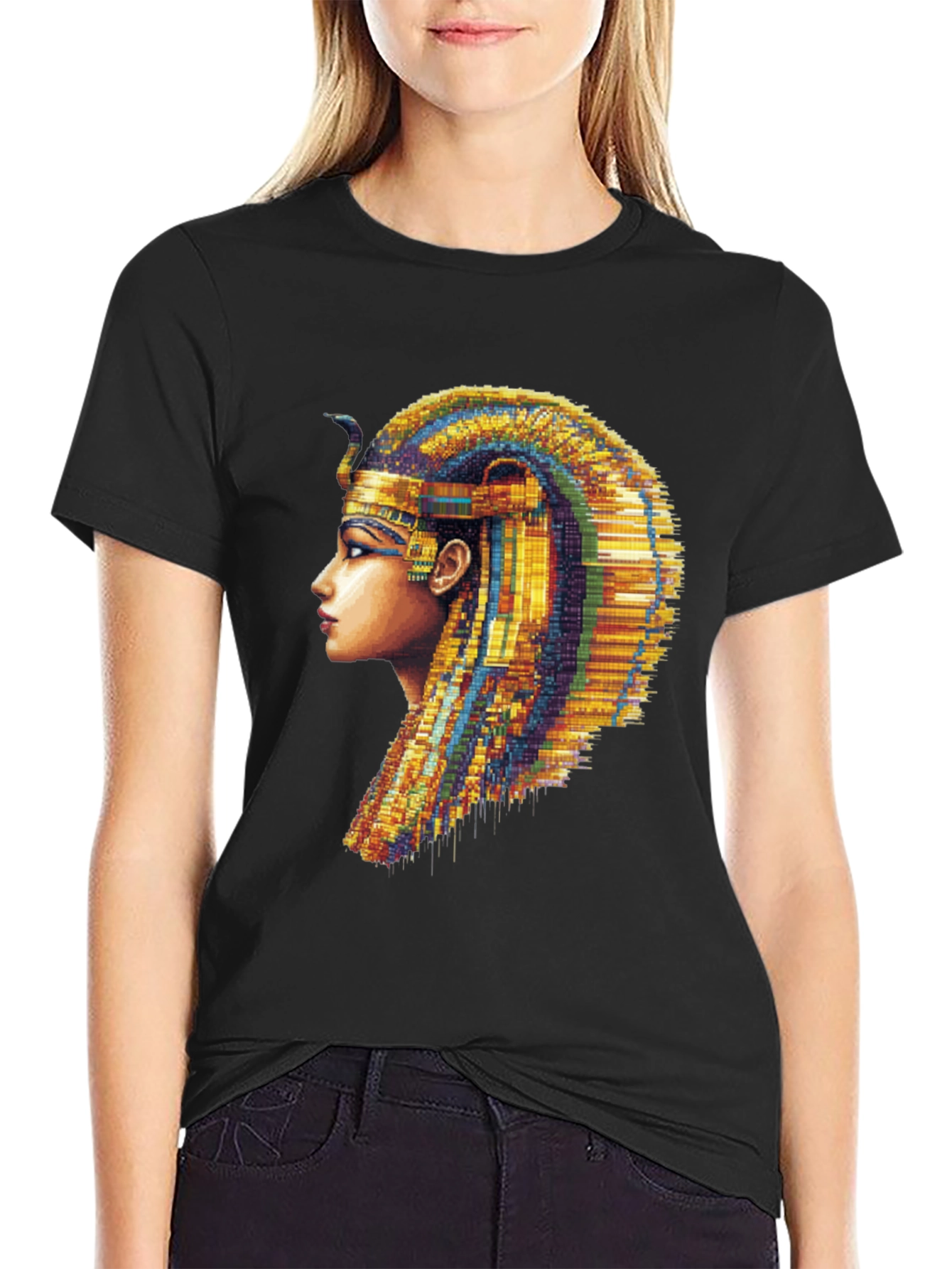 Black Egyptian Queen Graphic Tee - Men's Black T-Shirt view 2