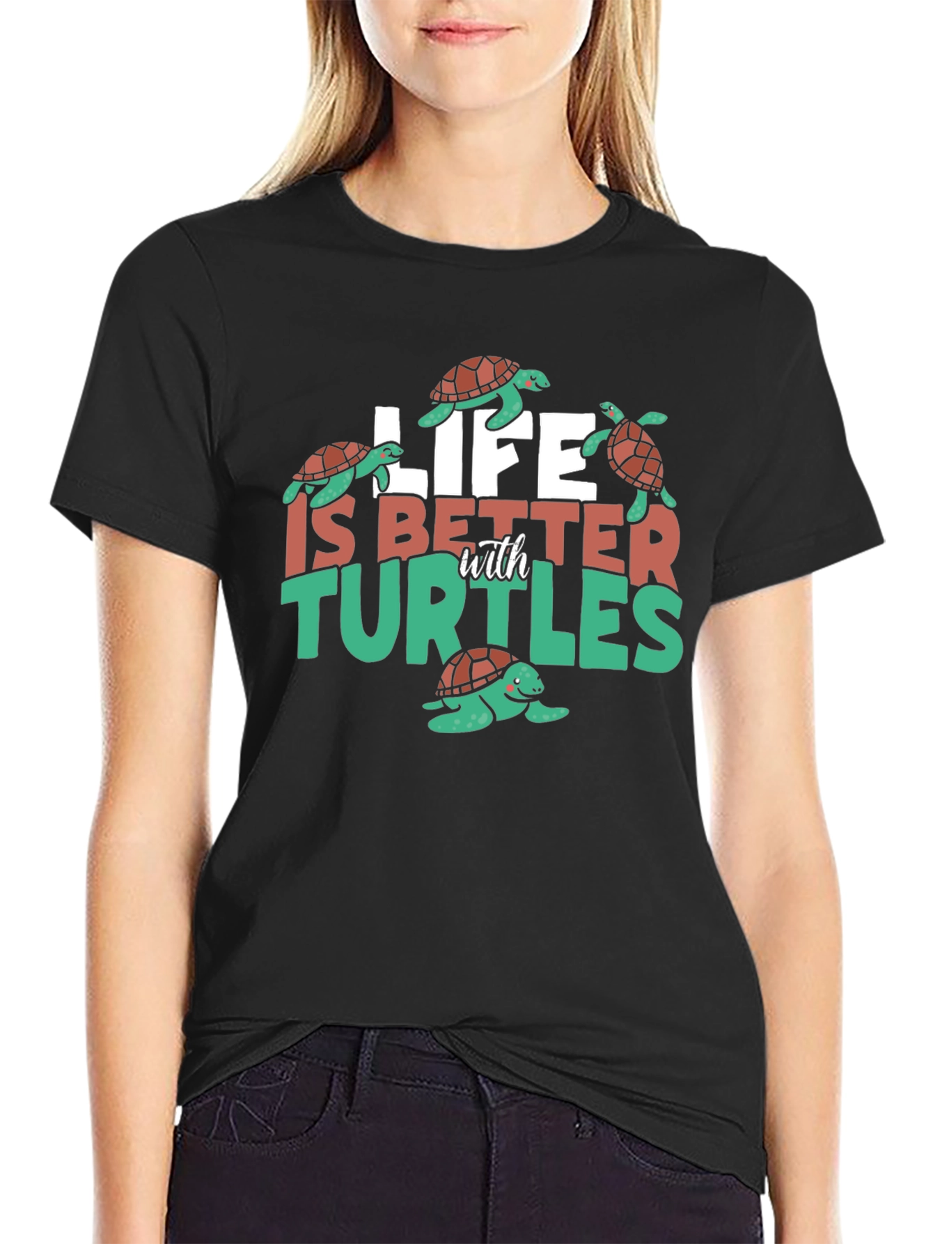 Black Life is Better with Turtles Graphic Tee view 2