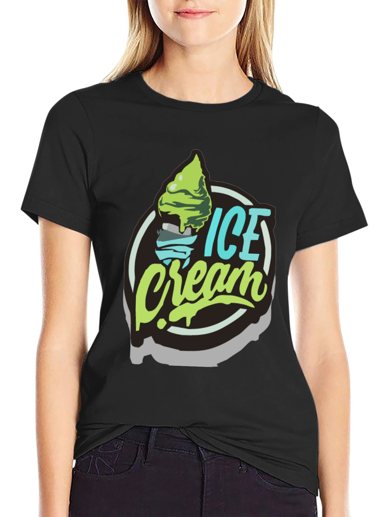 Black Ice Cream Graphic T-Shirt - Black view 2