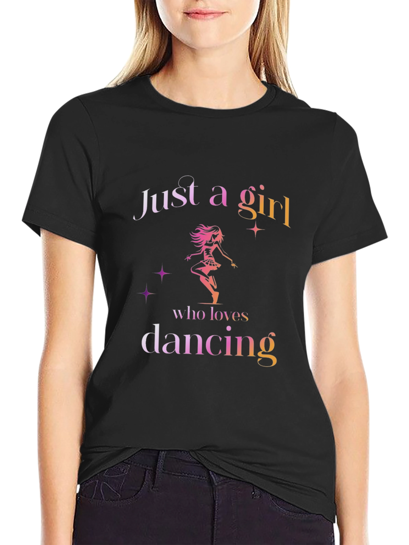 Black Just A Girl Who Loves Dancing T-Shirt view 2