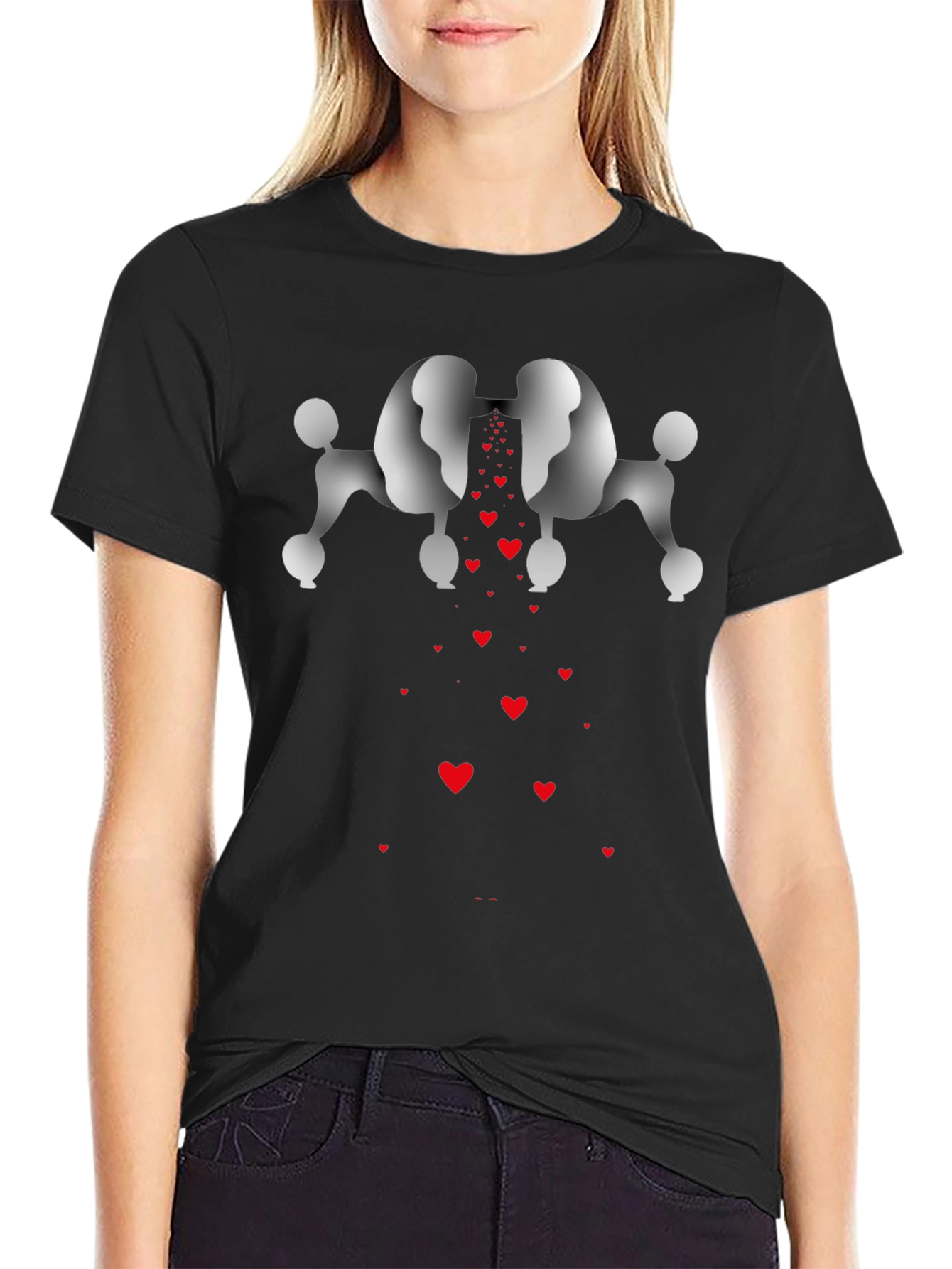 Black Heart Poodle Love T-Shirt - Black view 2