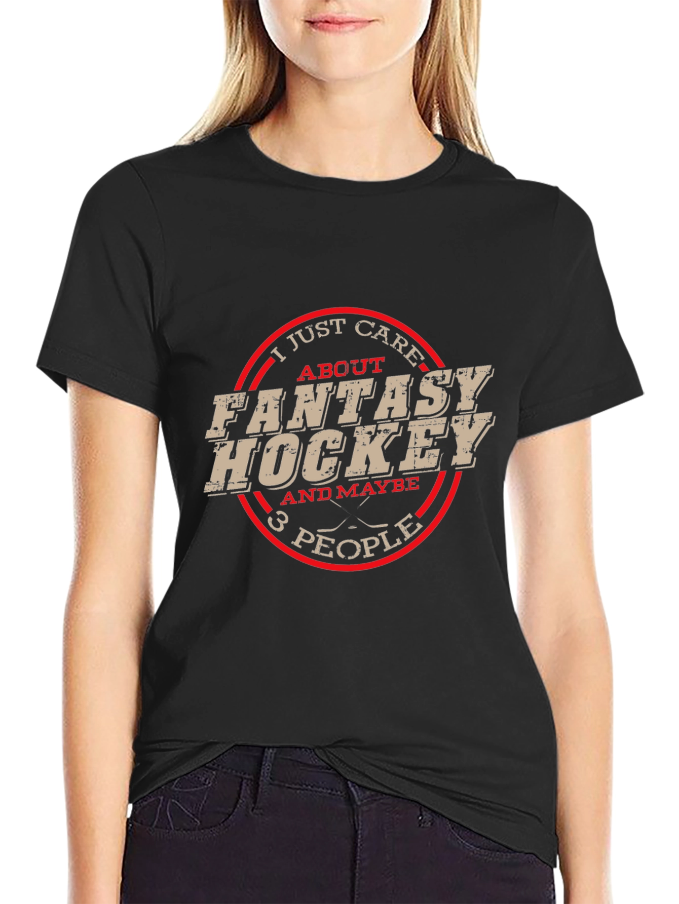 Black Fantasy Hockey T-Shirt - Funny Sports Tee view 2