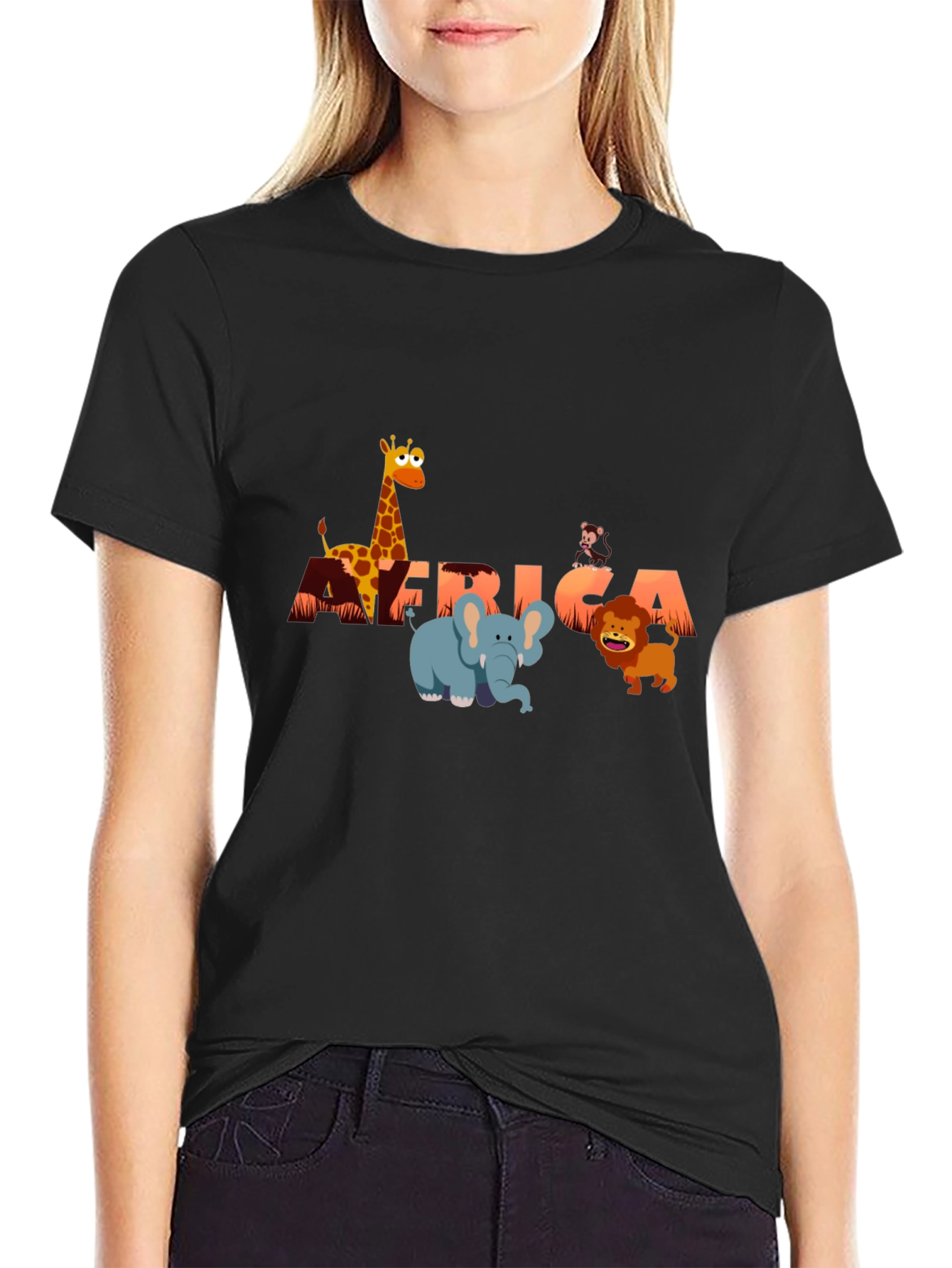 Black Africa Animals Graphic Tee - Fun Safari Shirt view 2