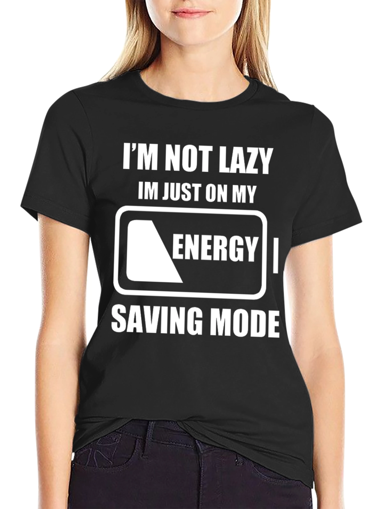 Black Funny Energy Saving Mode T-Shirt view 2