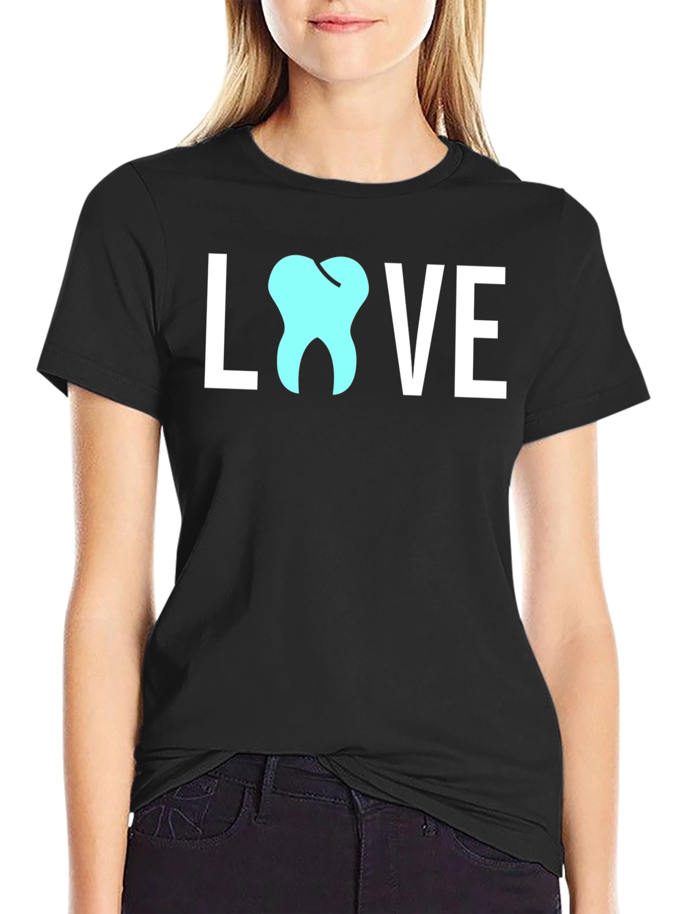 Black Dental Love Graphic Tee - Dentist Gift view 2