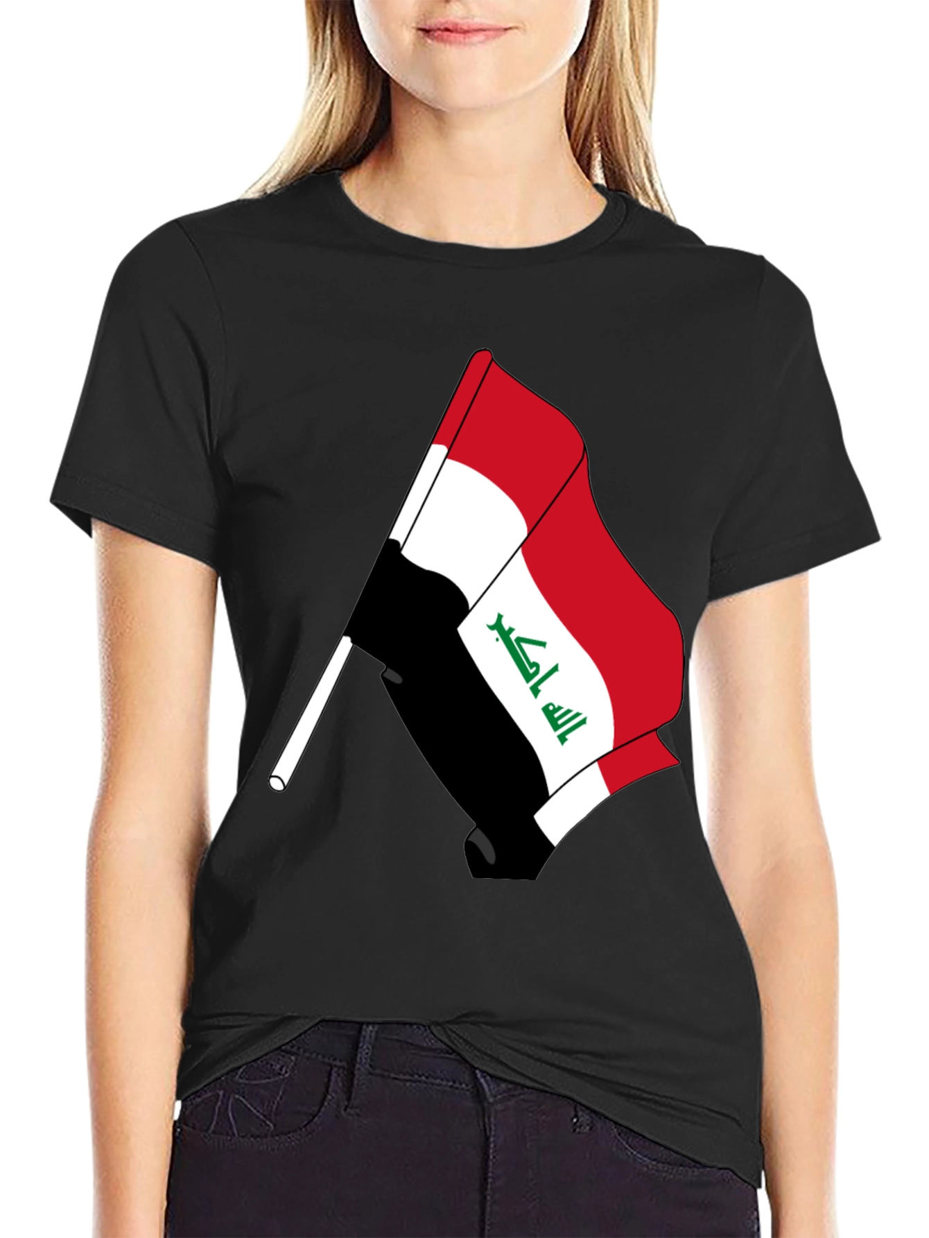 Black Iraq Flag T-Shirt - Patriotic Pride view 2