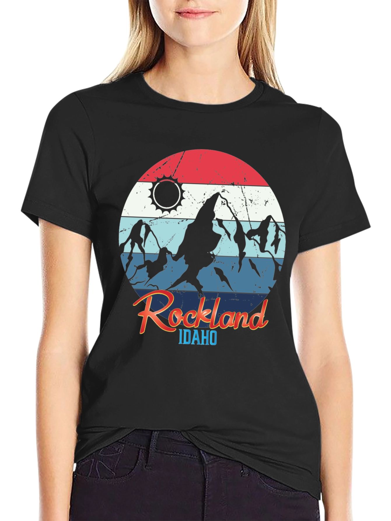 Black Rockland Idaho Mountain T-Shirt view 2