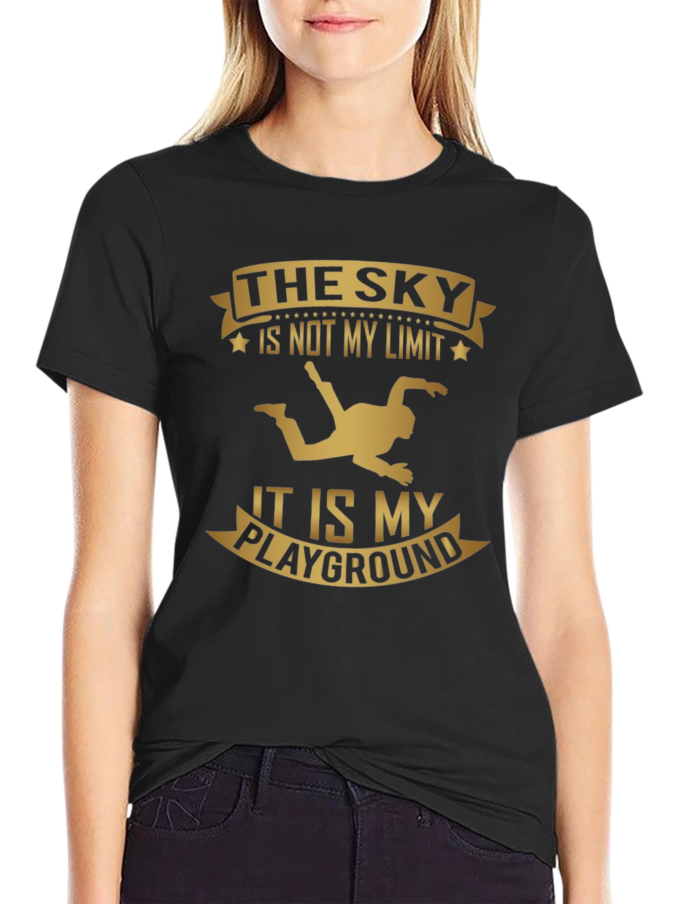Black Skydiving T-Shirt: Sky is My Playground view 2