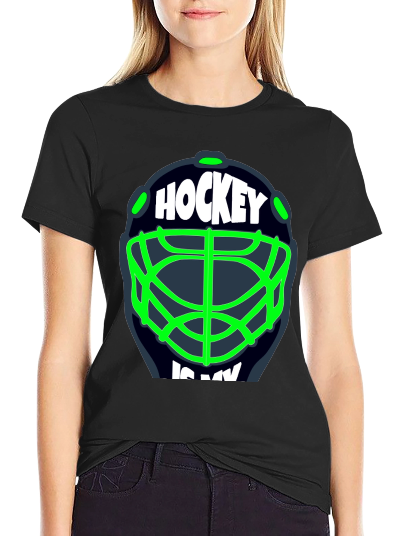 Black Hockey Is My... T-Shirt - Black view 2