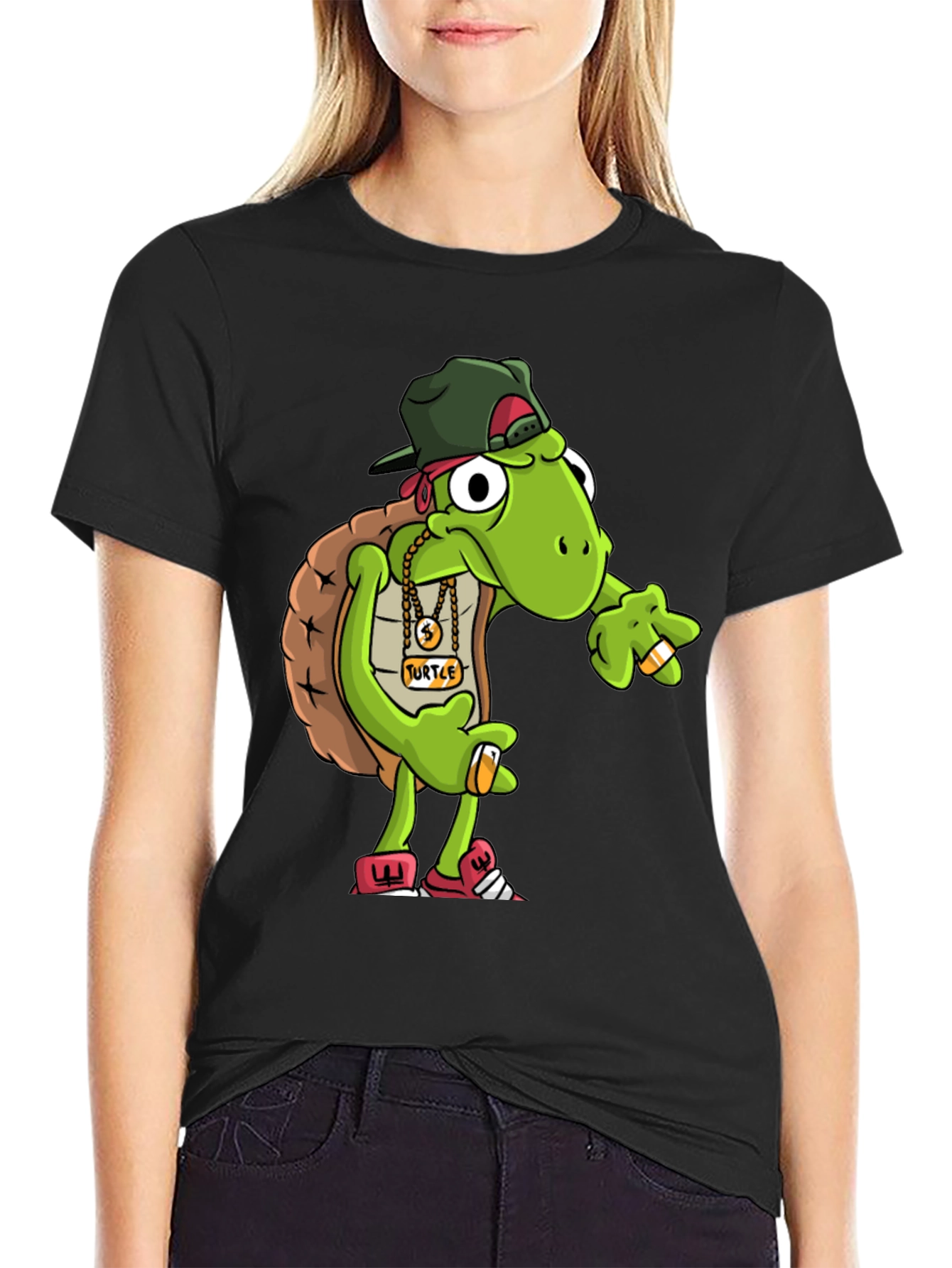 Black Gangster Turtle Graphic Tee view 2