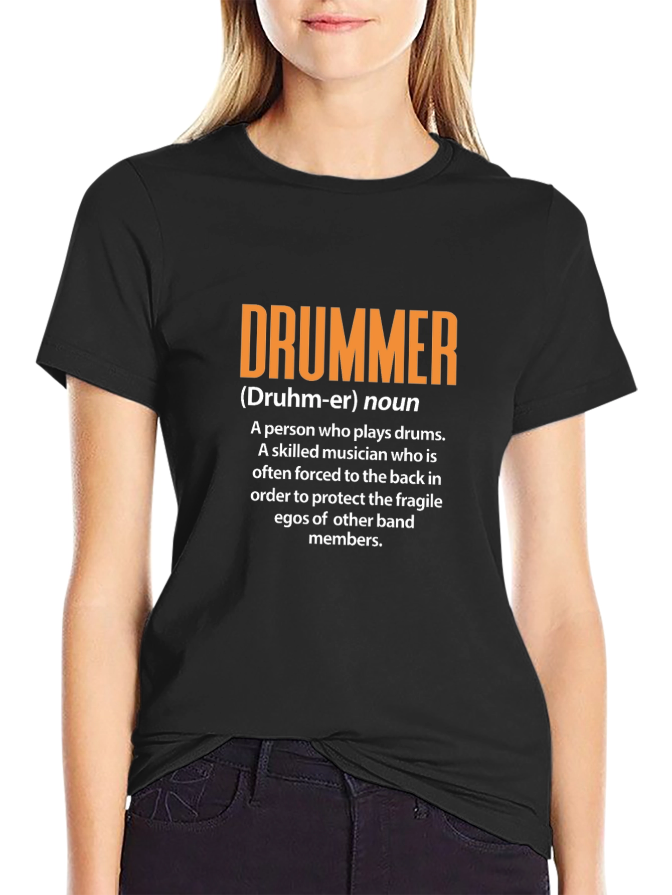 Black Drummer Definition Graphic Tee - Musician Gift view 2