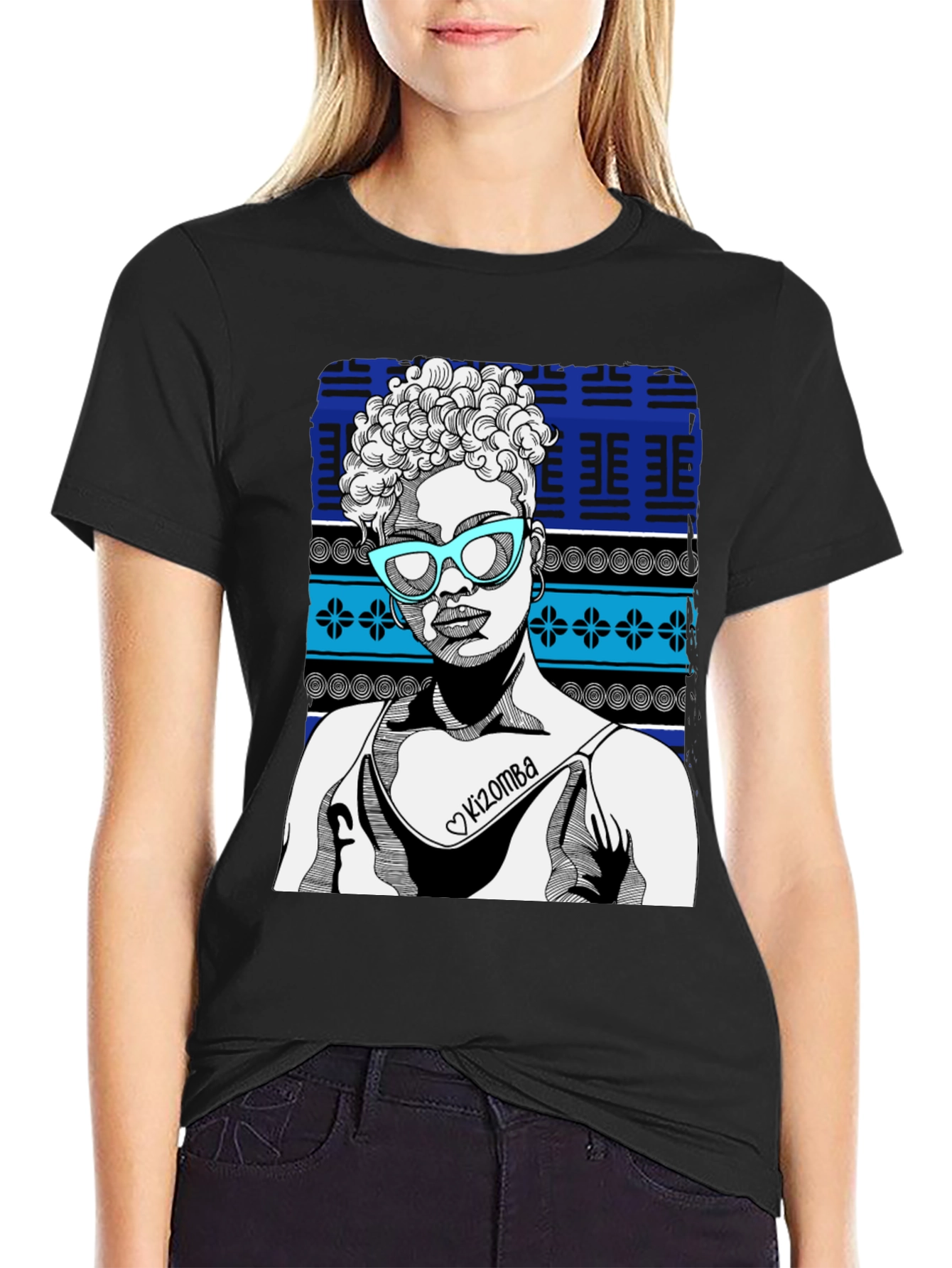 Black Kizomba Woman Graphic Tee - Stylish Black T-Shirt view 2