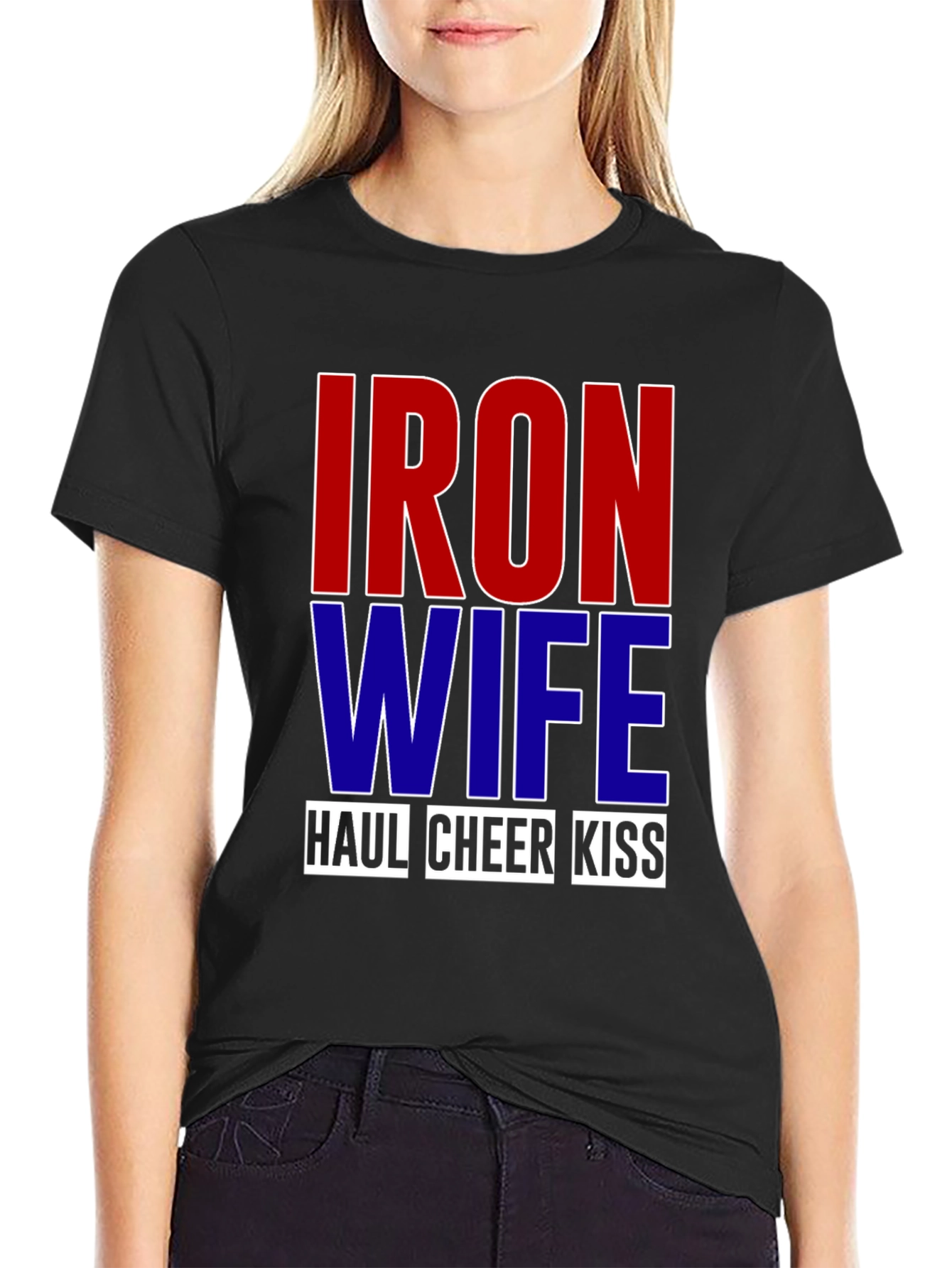 Black Iron Wife Haul Cheer Kiss T-Shirt view 2