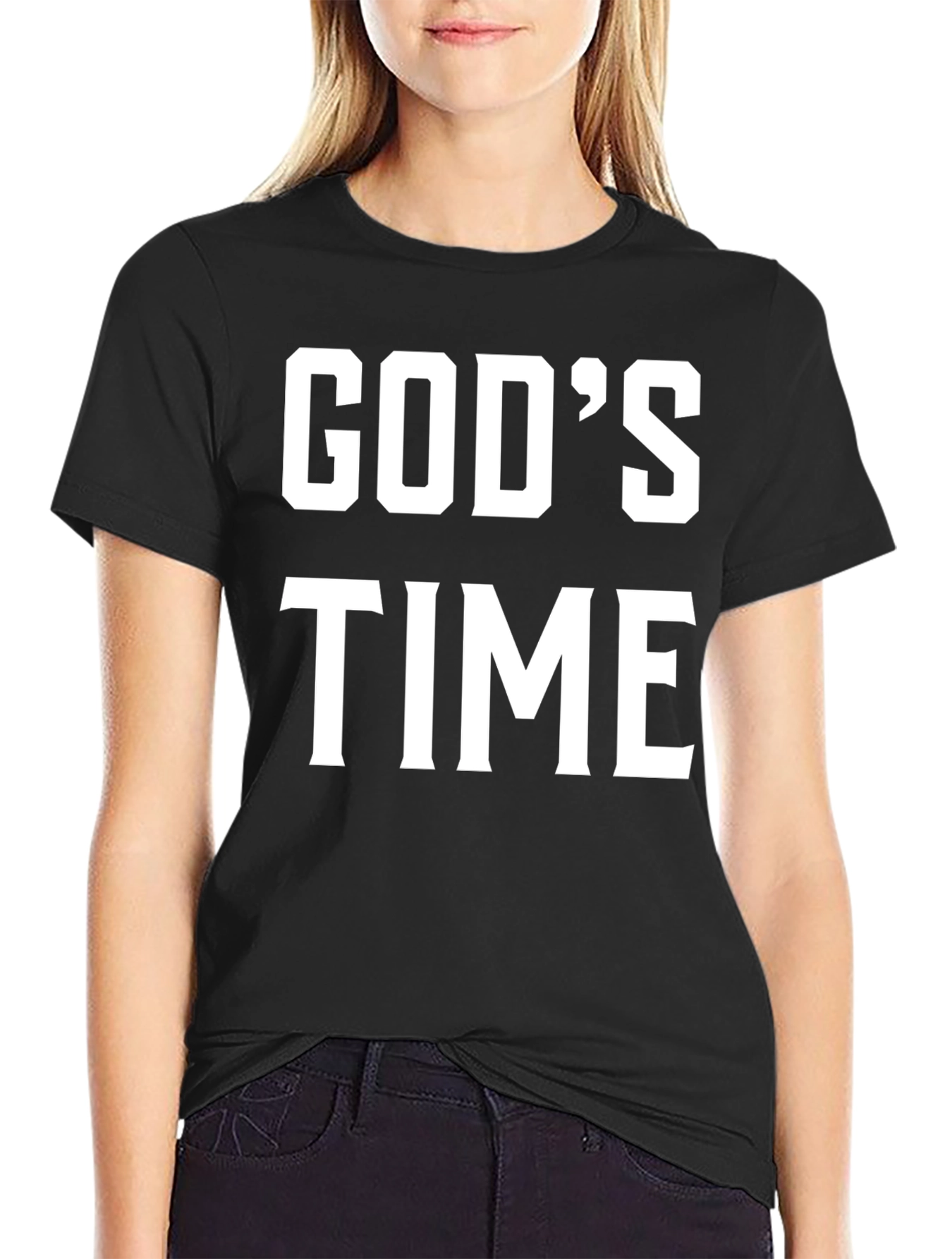 Black God's Time Graphic T-Shirt - Black view 2