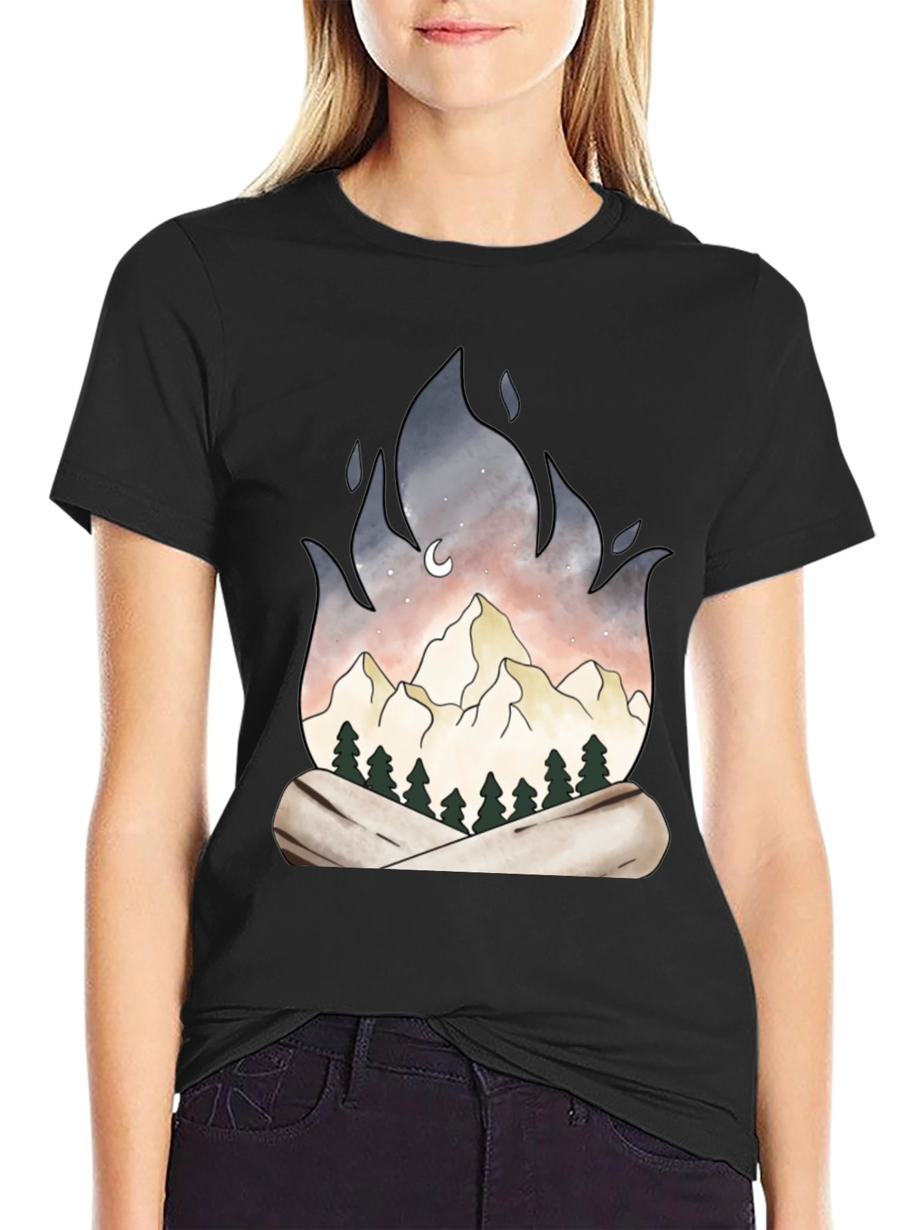 Black Mountain Campfire Graphic Tee - Black view 2
