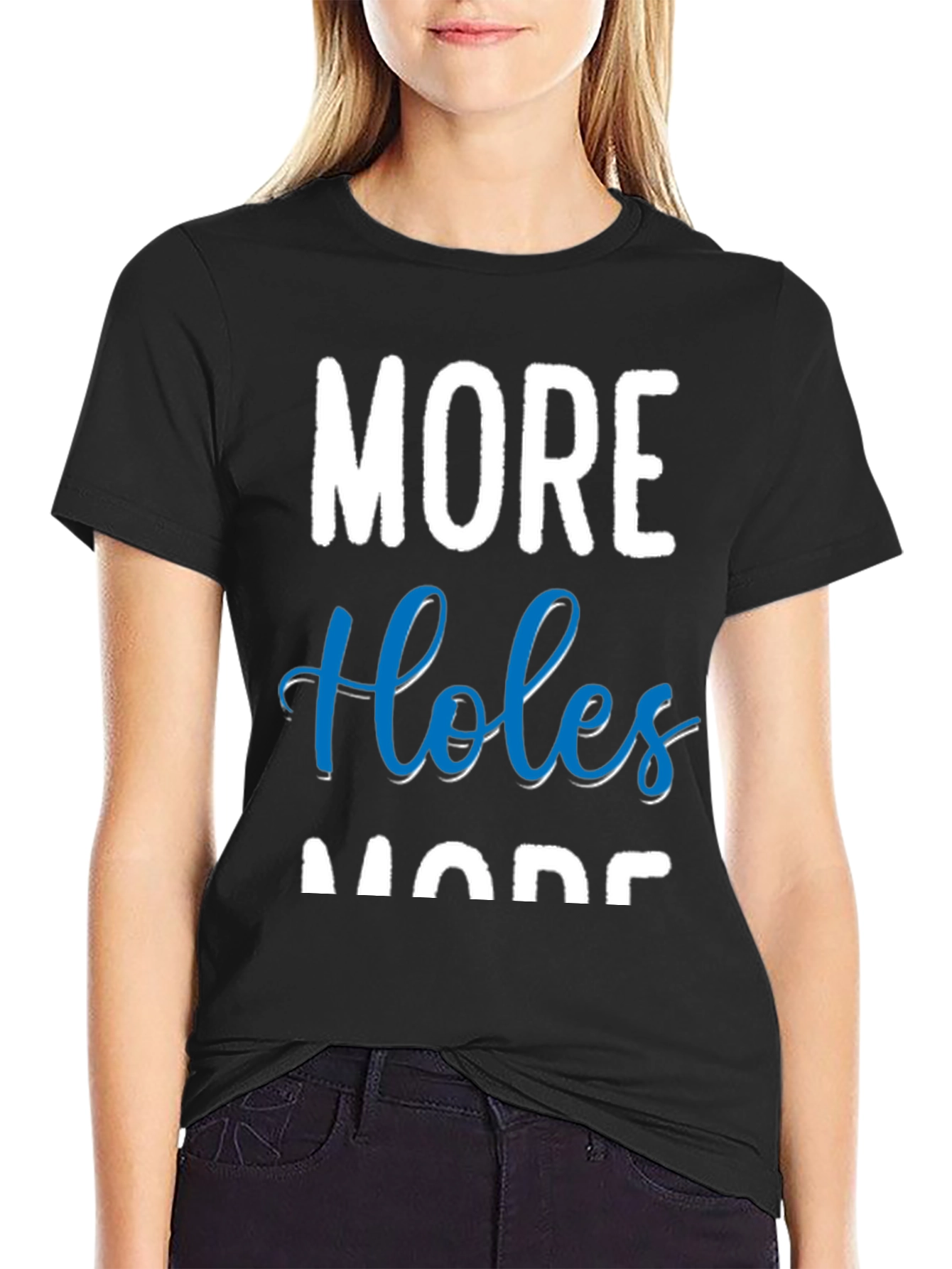Black More Holes More Fun Black Cotton T-Shirt view 2