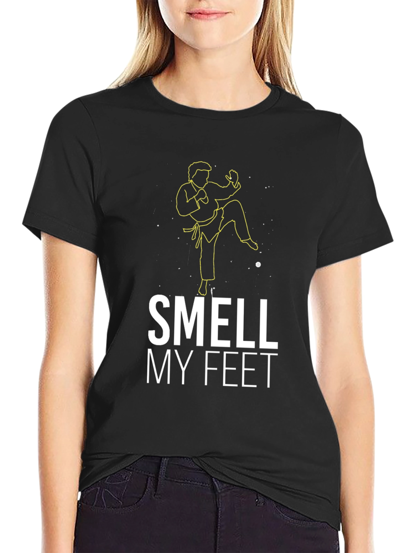 Black Smell My Feet Karate T-Shirt - Funny Martial Arts Tee view 2