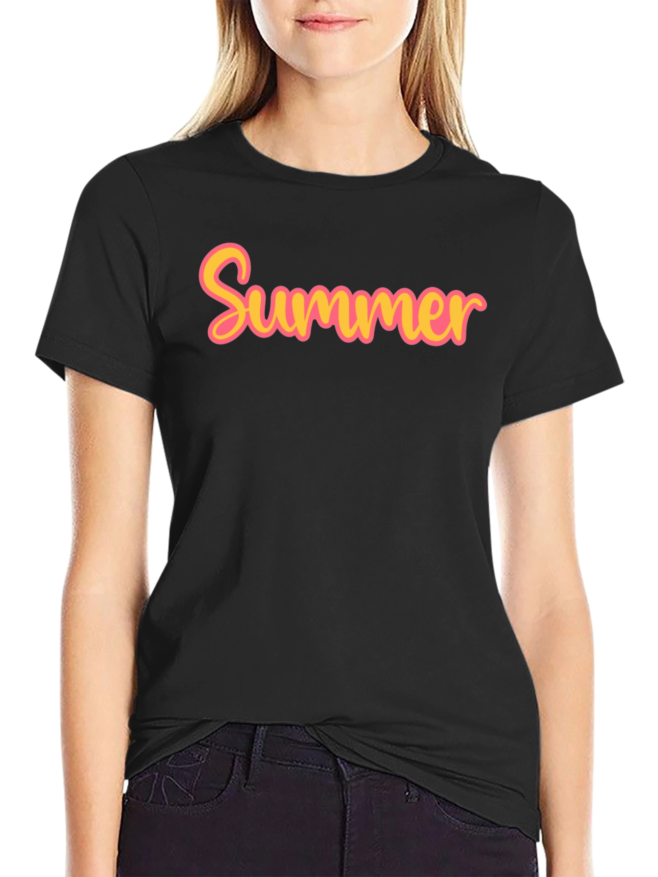 Black Summer Graphic T-Shirt - Casual Cotton Tee view 2