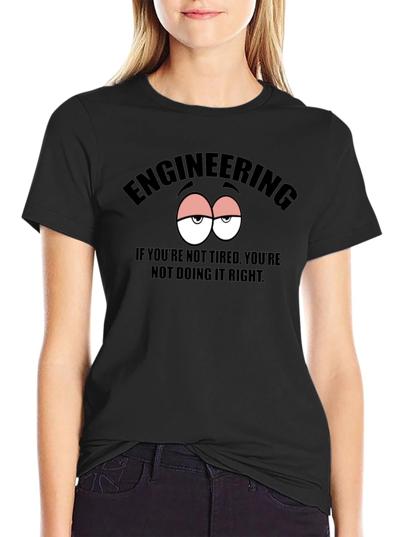 Black Engineering Tired Eyes Graphic T-Shirt view 2
