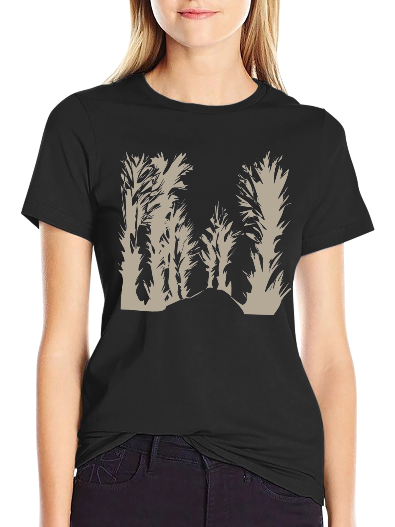 Black Nature Graphic Black T-Shirt view 2