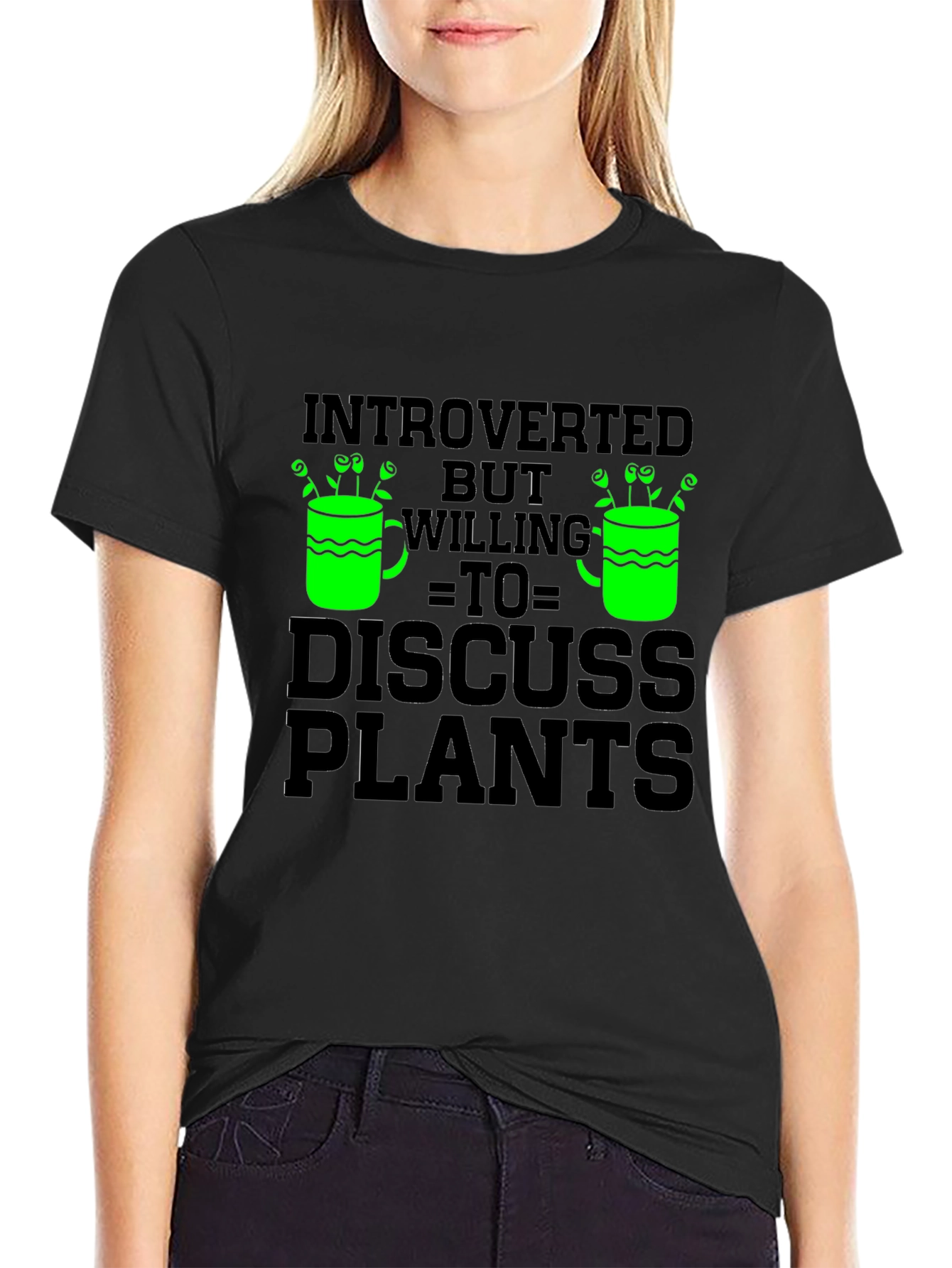 Black Introverted But Willing To Discuss Plants T-Shirt view 2