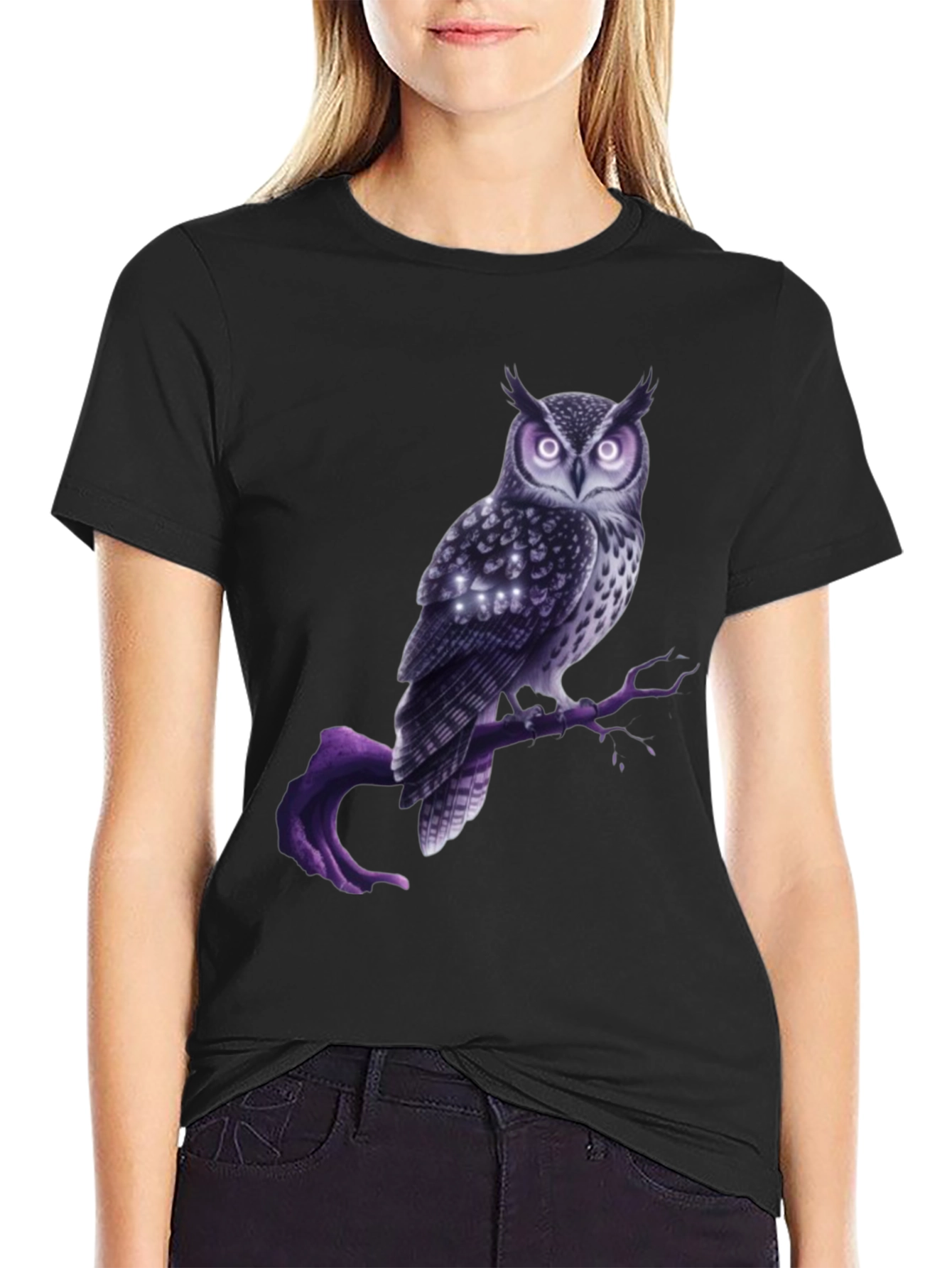 Black Mystic Owl Graphic Tee - Unique Design view 2
