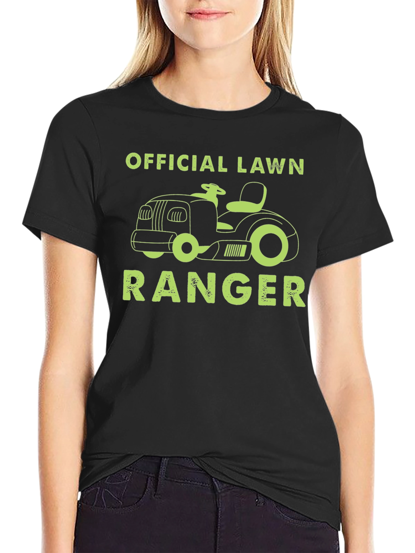 Black Official Lawn Ranger T-Shirt - Lawn Mower Design view 2