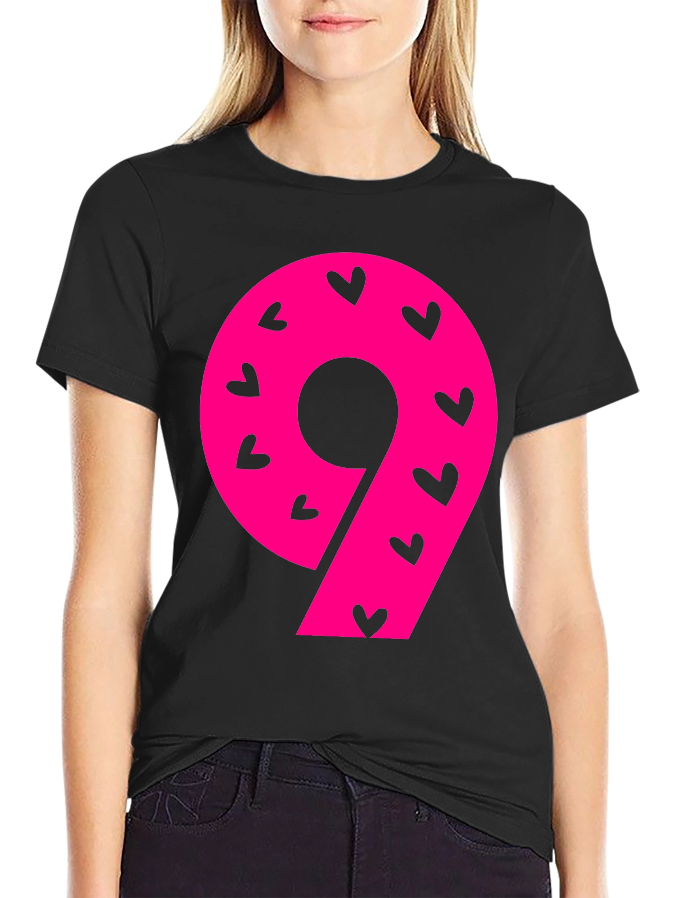 Black Number 9 Heart Print T-Shirt view 2