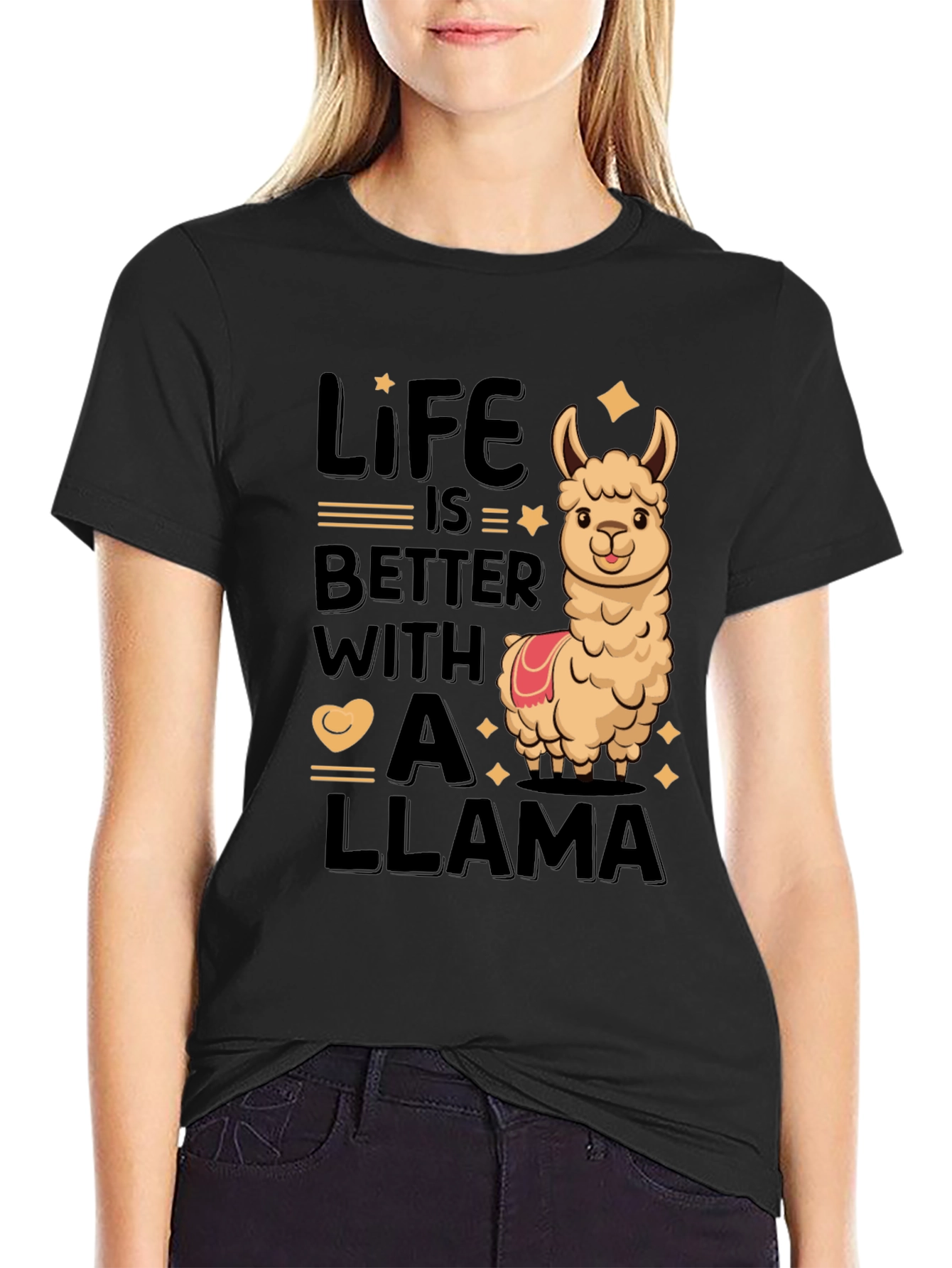 Black Life is Better with a Llama Tee view 2