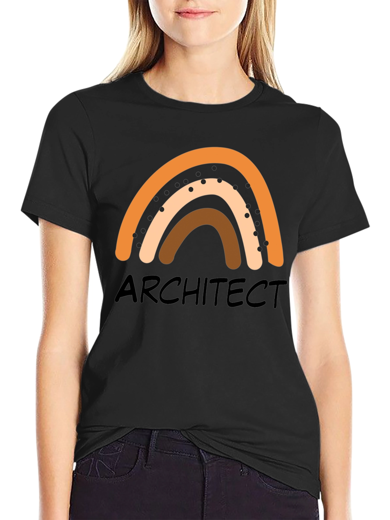 Black Architect Rainbow Graphic T-Shirt - Unisex Crew Neck view 2