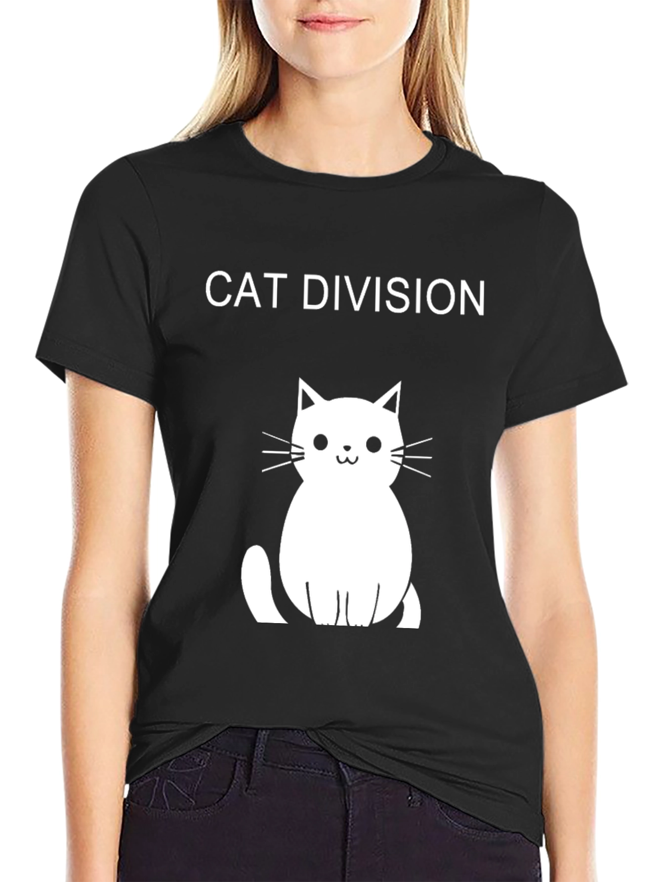 Black Cat Division Funny T-Shirt view 2