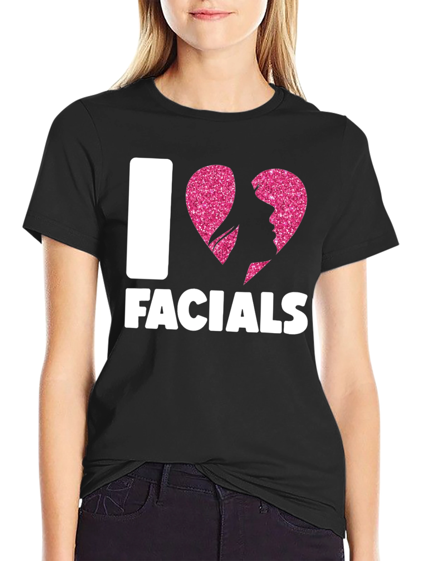 Black I Heart Facials T-Shirt Funny Graphic Tee view 2