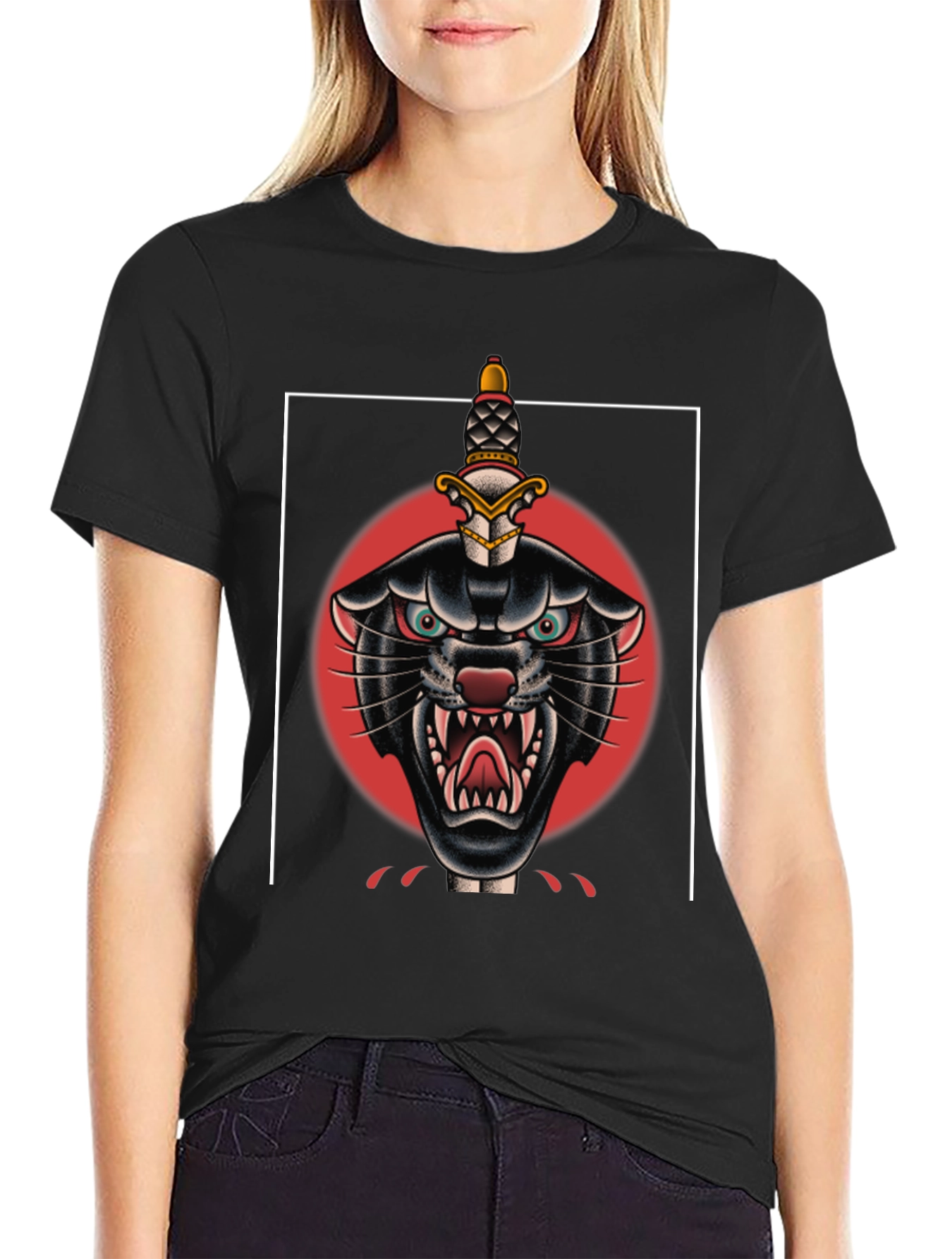 Black Black Panther Dagger Graphic Tee view 2