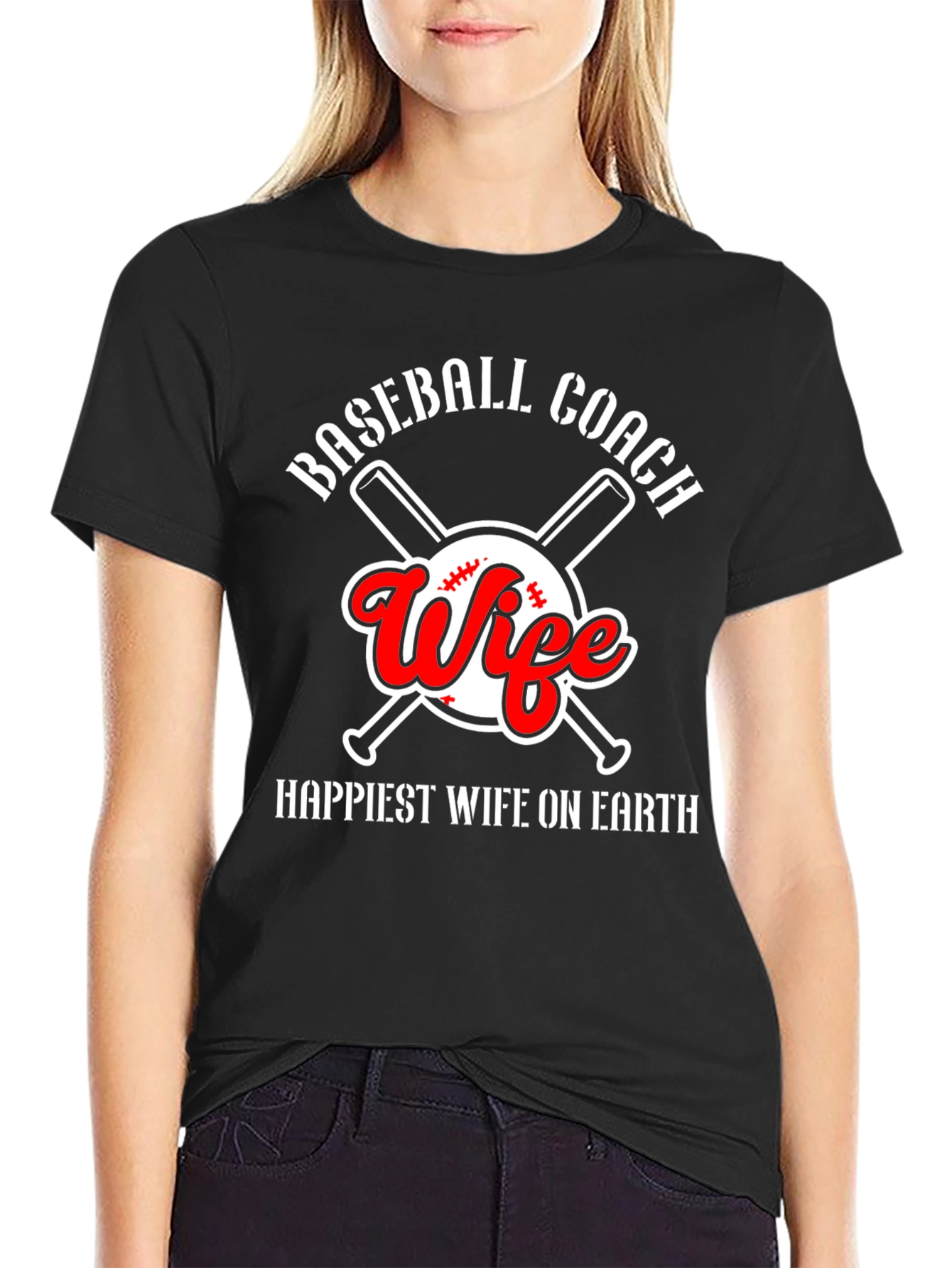 Black Baseball Coach Wife Graphic Tee view 2
