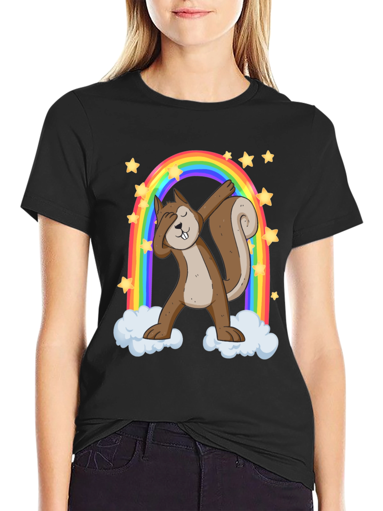 Dabbing Squirrel Rainbow Graphic Tee - 2